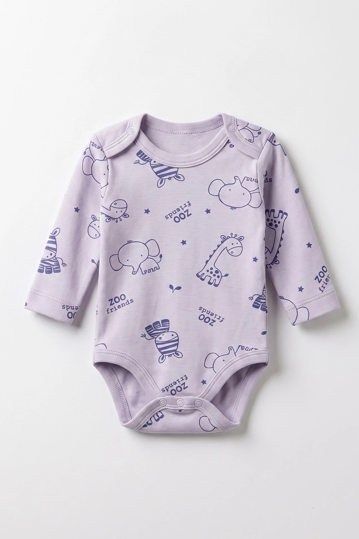 Lila (0-9 Ay) Safari  Desenli Bebek Çıtçıtlı Badi 482301