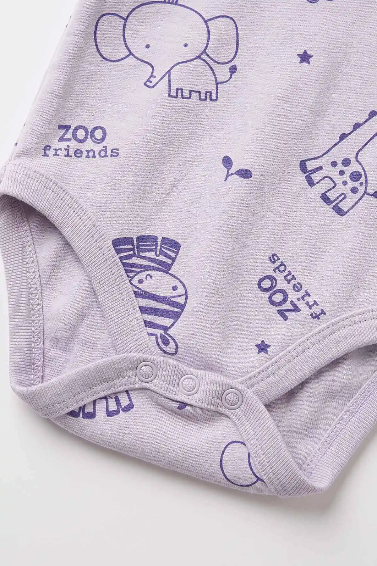 Lila (0-9 Ay) Safari  Desenli Bebek Çıtçıtlı Badi 482301