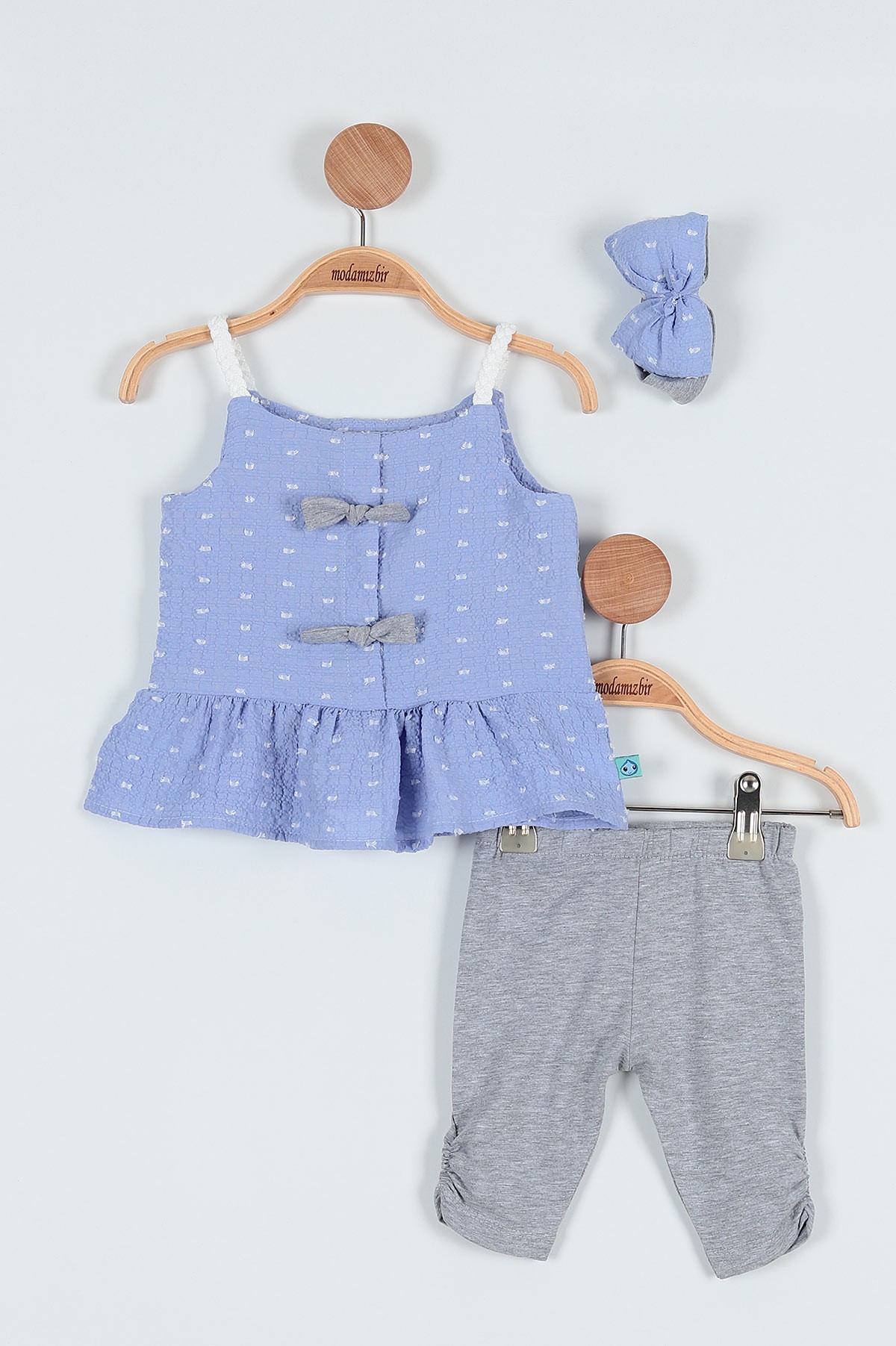 Lila (06-24 Ay) Fiyonk Askılı Taytlı Kız Bebe Takım 187431