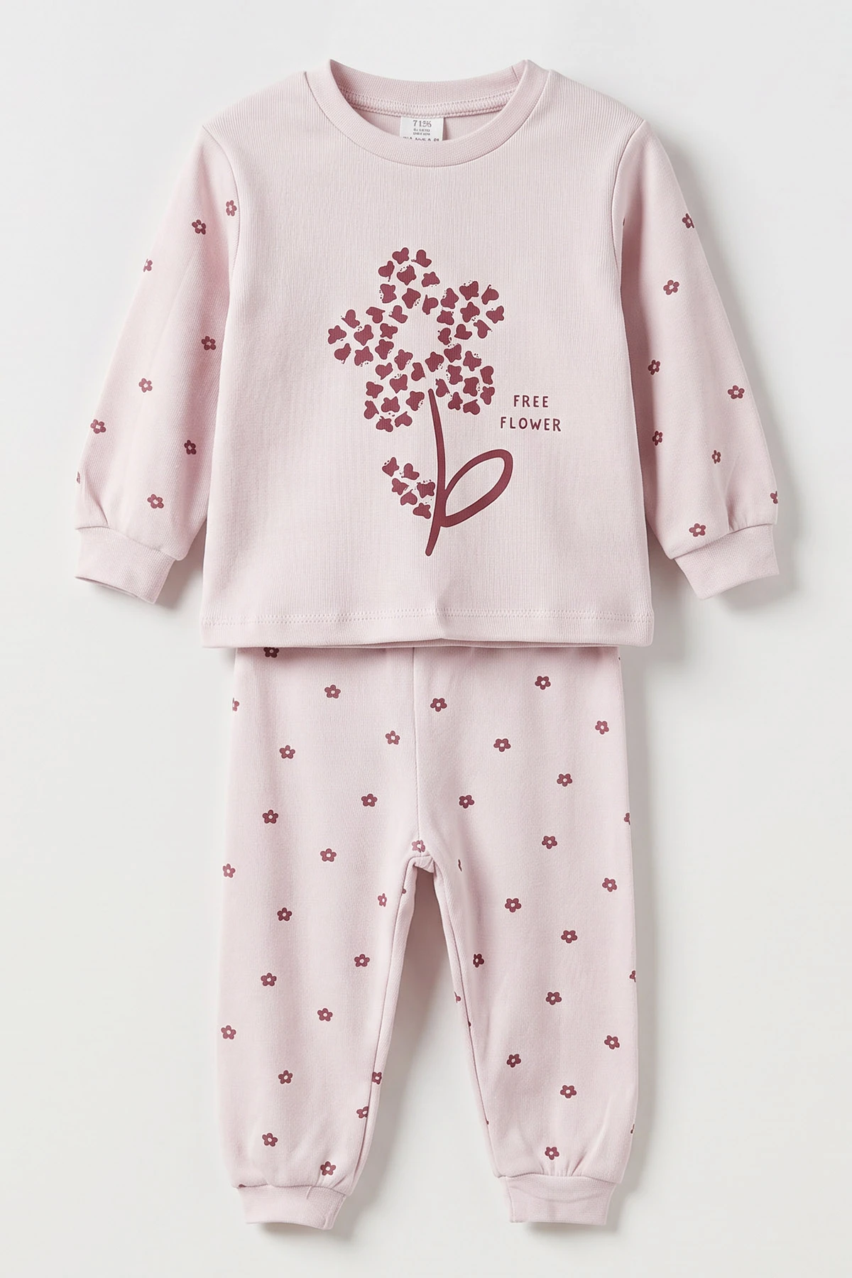Lila (1-3 Yaş ) Flower   Baskılı Penye Kız Bebek&Çocuk  Pijama Takım 500329
