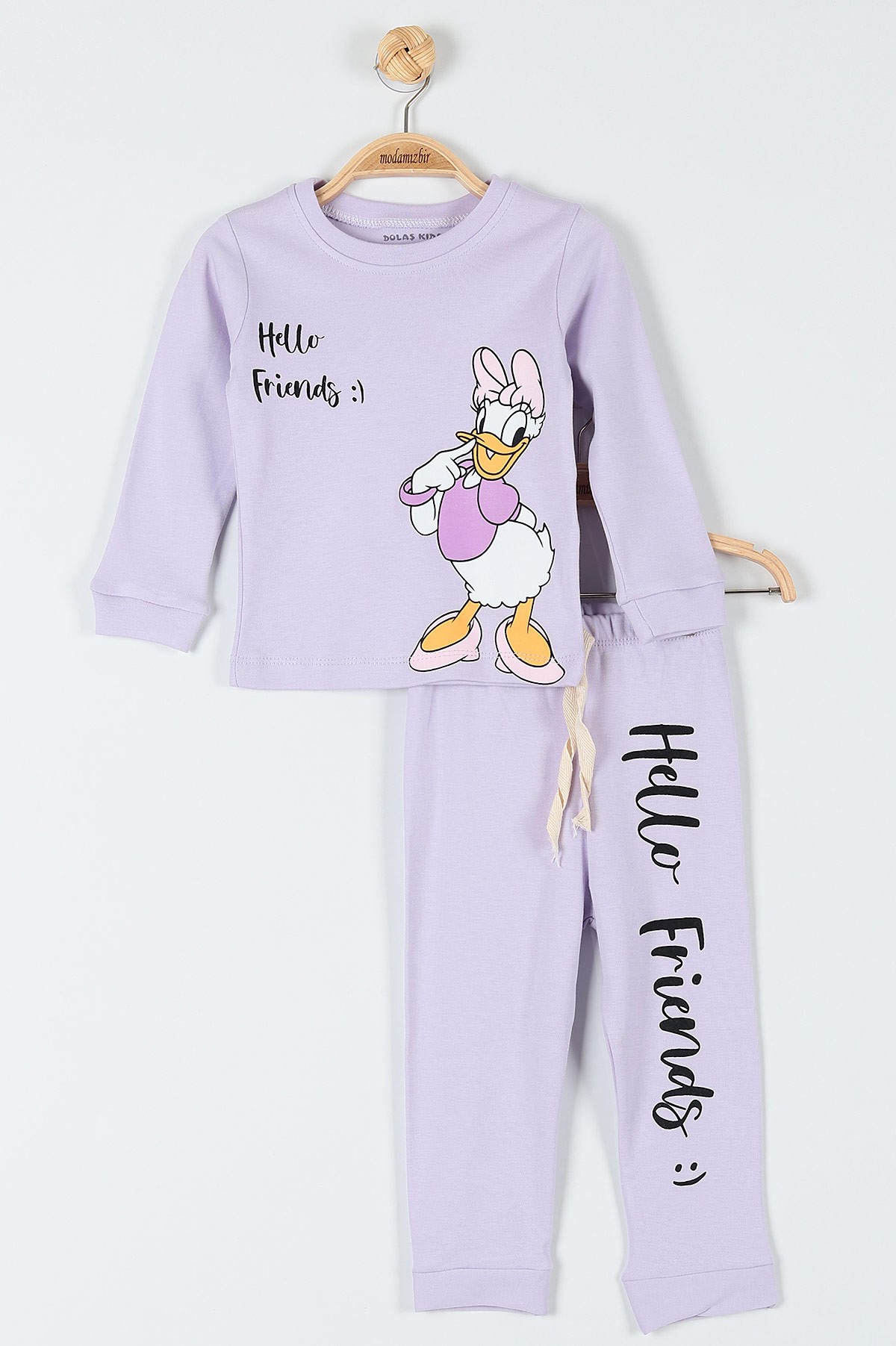 Lila (1-3 Yaş) Hello Friends Baskılı Kız Bebe Pijama Takım 181888