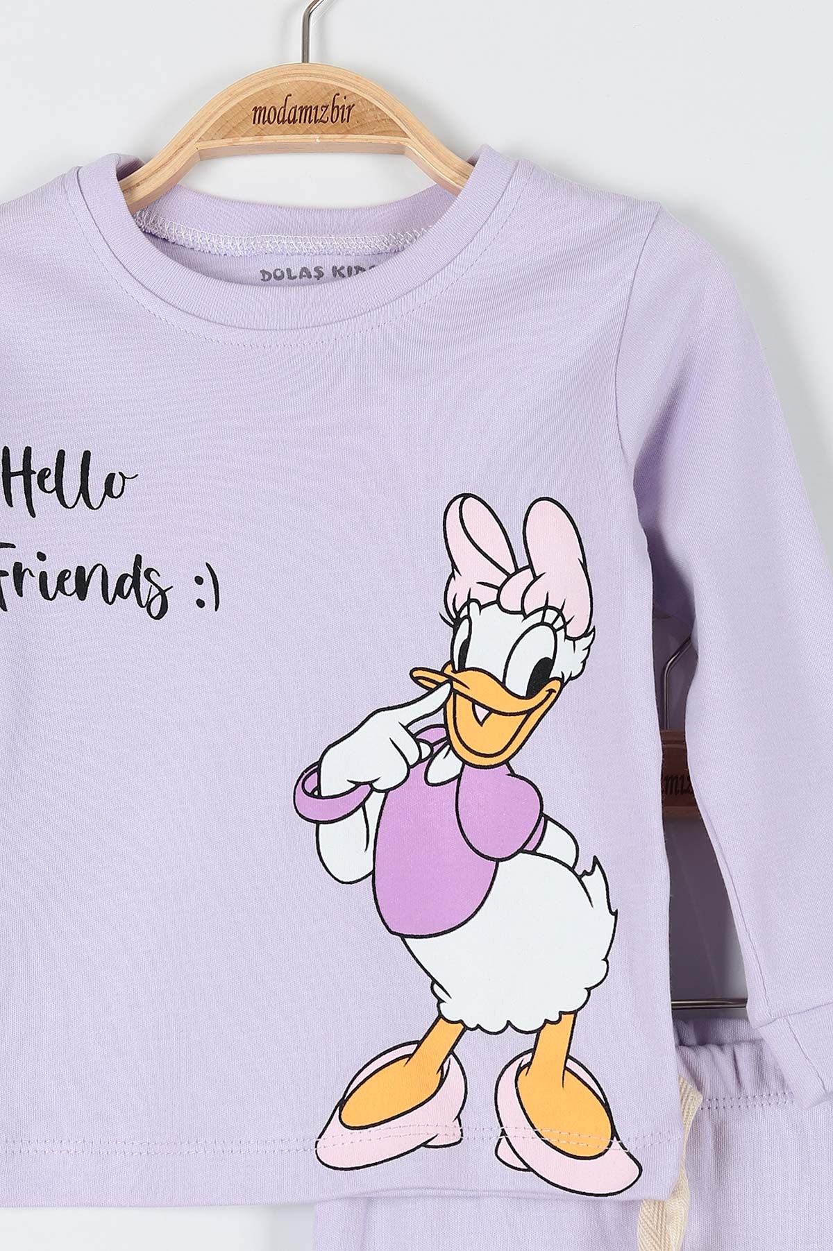 Lila (1-3 Yaş) Hello Friends Baskılı Kız Bebe Pijama Takım 181888