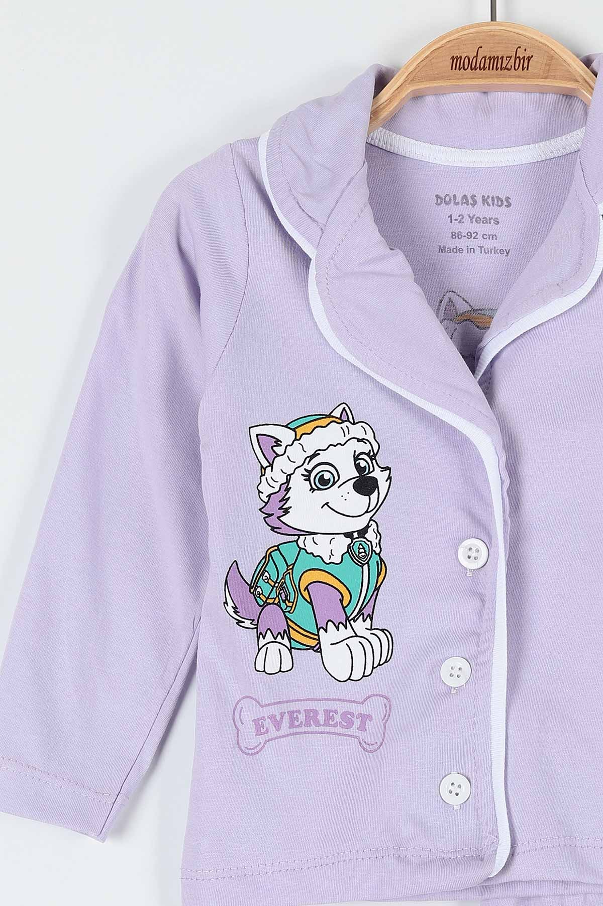 Lila (1-3 Yaş) Köpek Everest Baskılı Kız Bebe Pijama Takım 181861