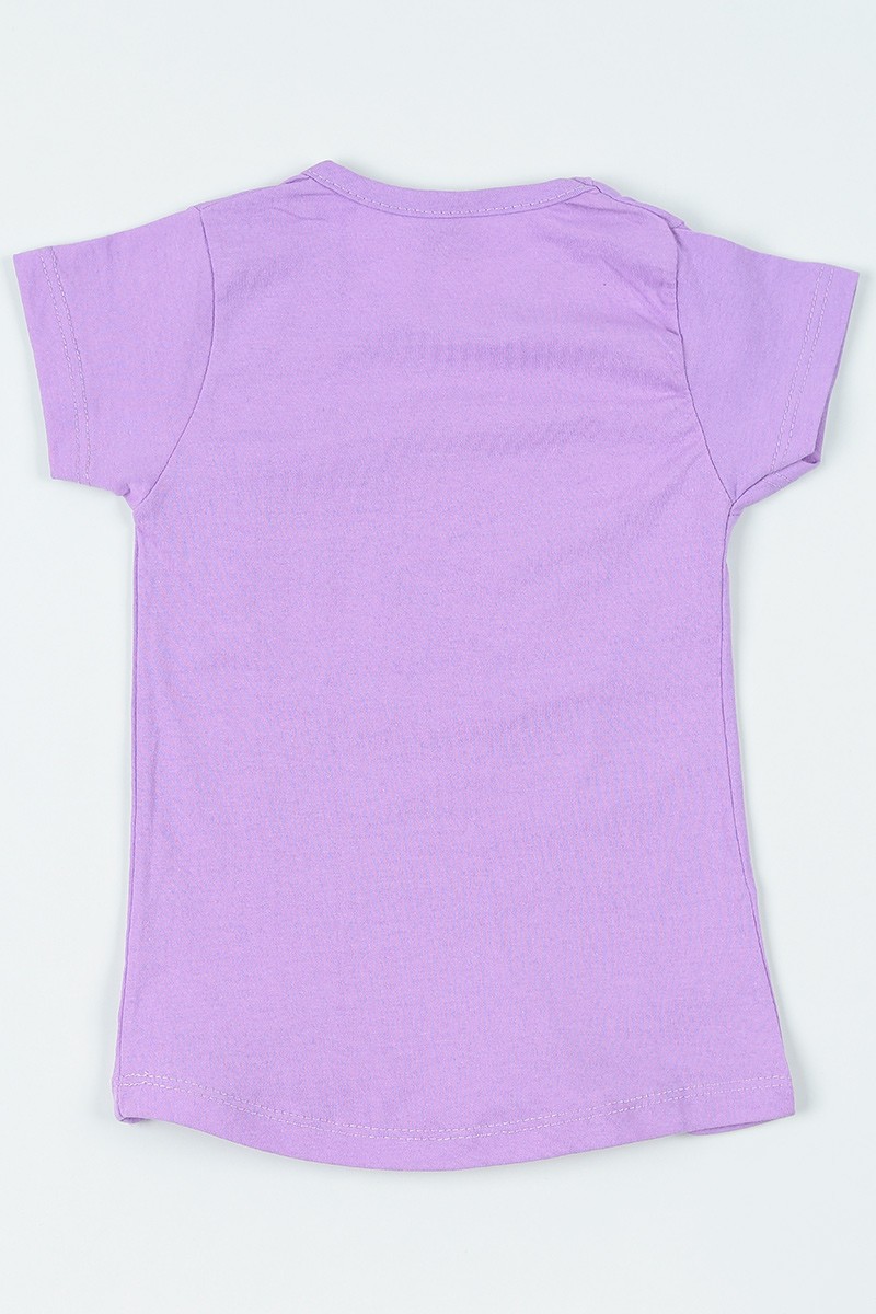 Lila (1-6 yaş) Uzaylı At Baskılı Kız Çocuk Tişört 108416