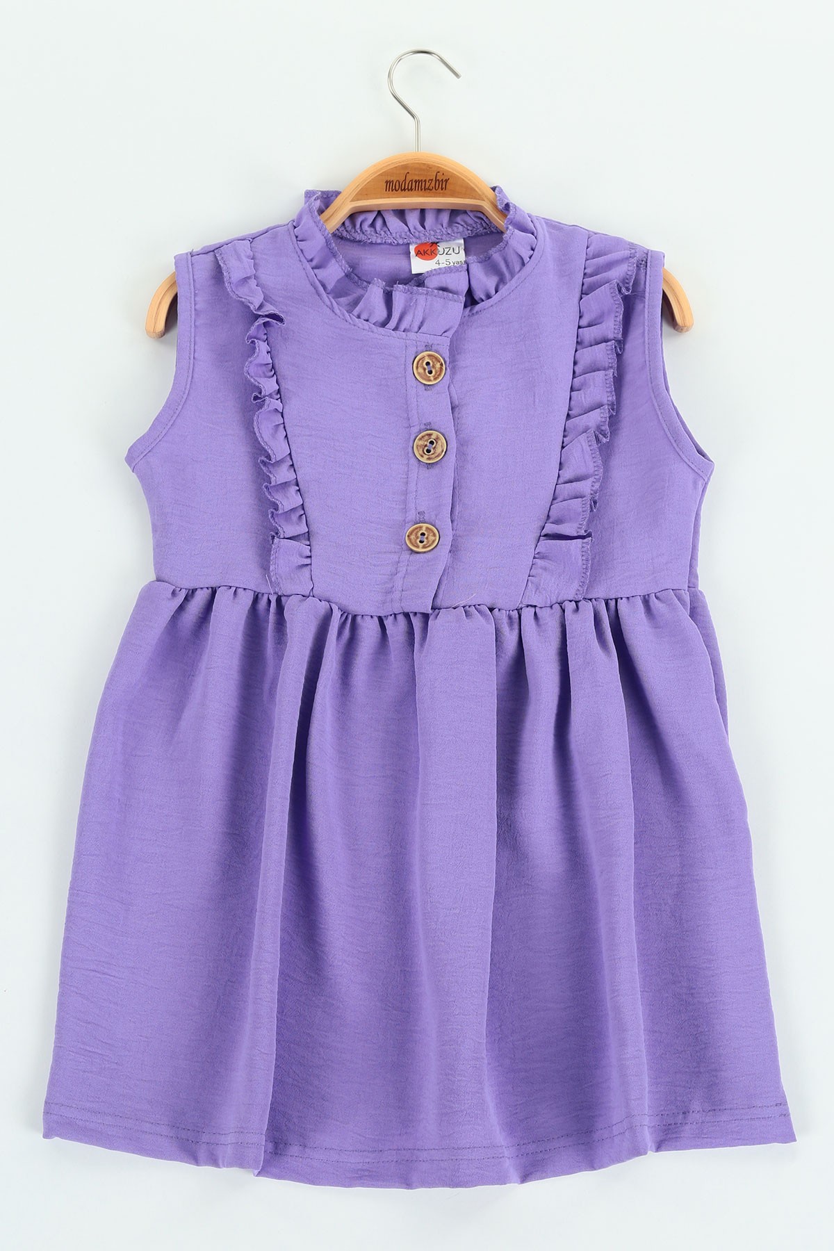 Lila (1-8 Yaş)  Yaka Fırfırlı Aerobin Kumaş Kız Çocuk Elbise 122710