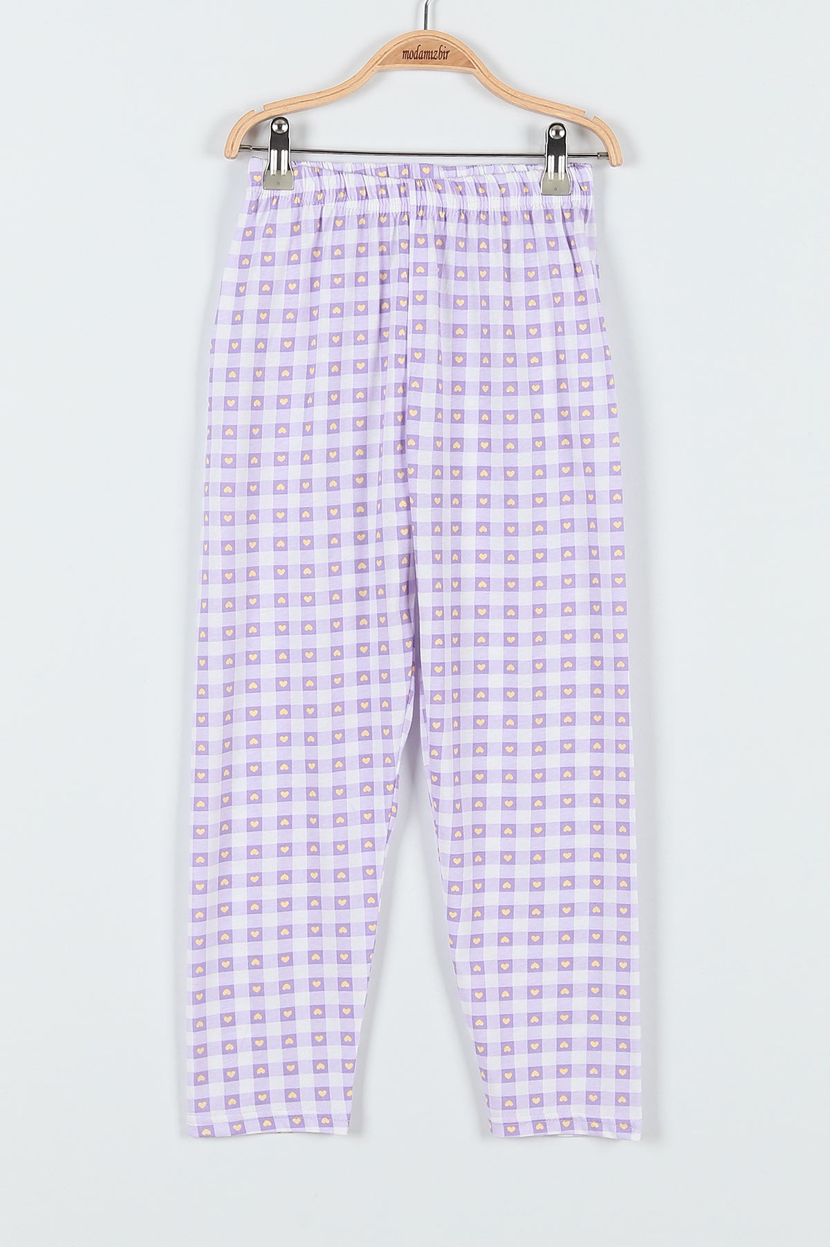 Lila (10-12 Yaş) Kalp Motor Baskılı KIz Çocuk Pijama Takımı 182053