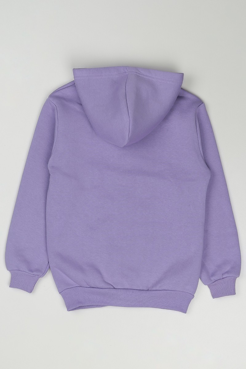 Lila (12 Yaş) Melo Baskılı Kız Çocuk Fermuarlı Sweatshirt 87630