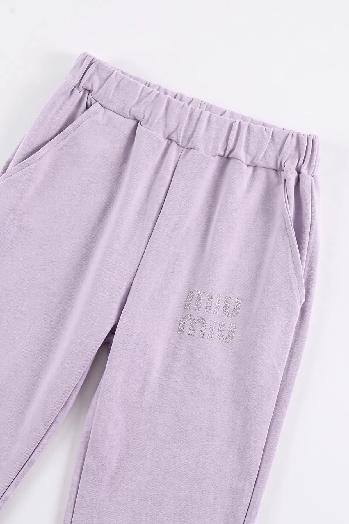 Lila (2-10 Yaş) Miu Miu Taş Baskılı Kapüşonlu Hırkalı Kız Çocuk 2'li Takım 478512