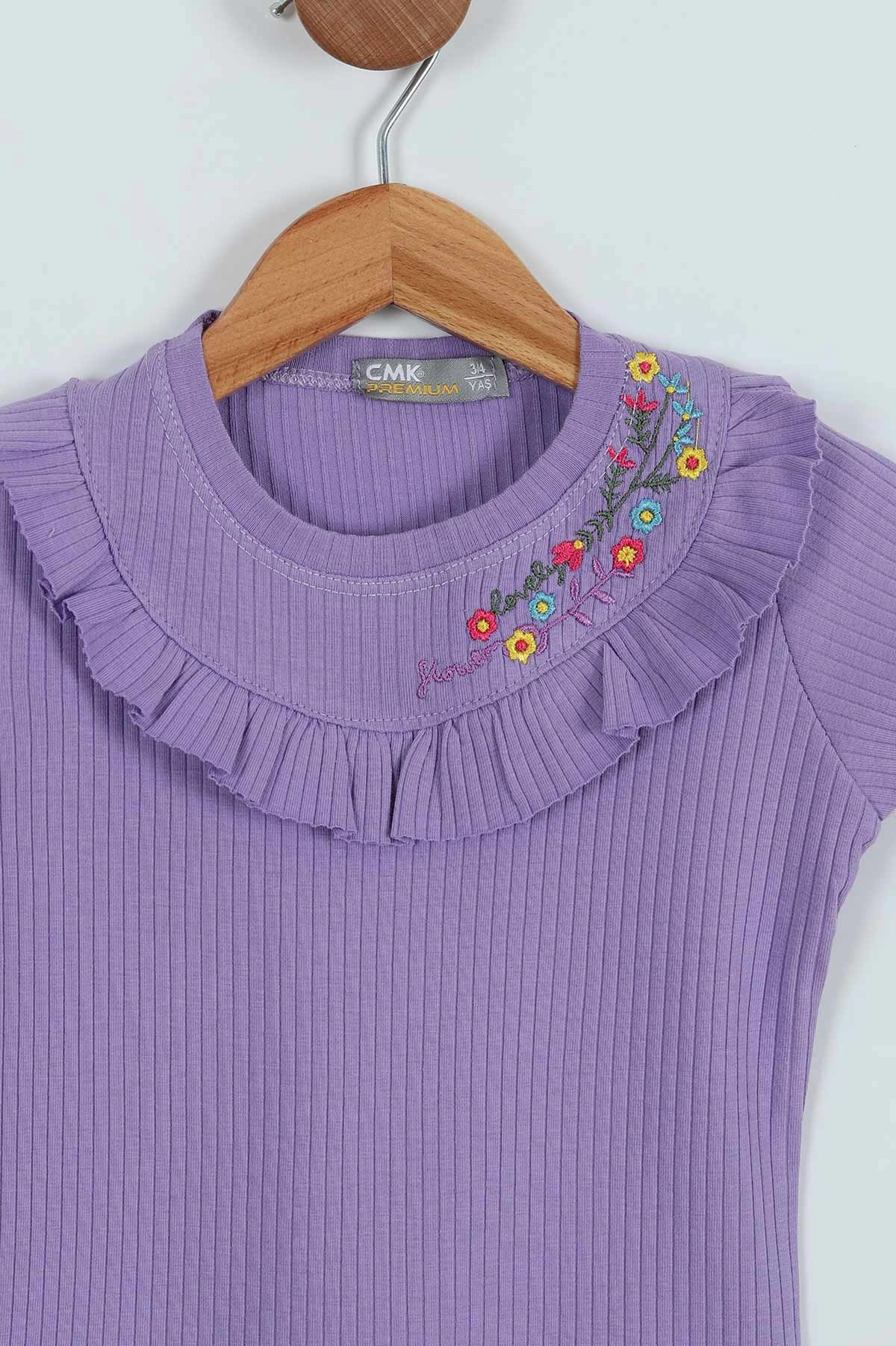 Lila (2-11 Yaş) Nakışlı Kız Çocuk Tişört 276539