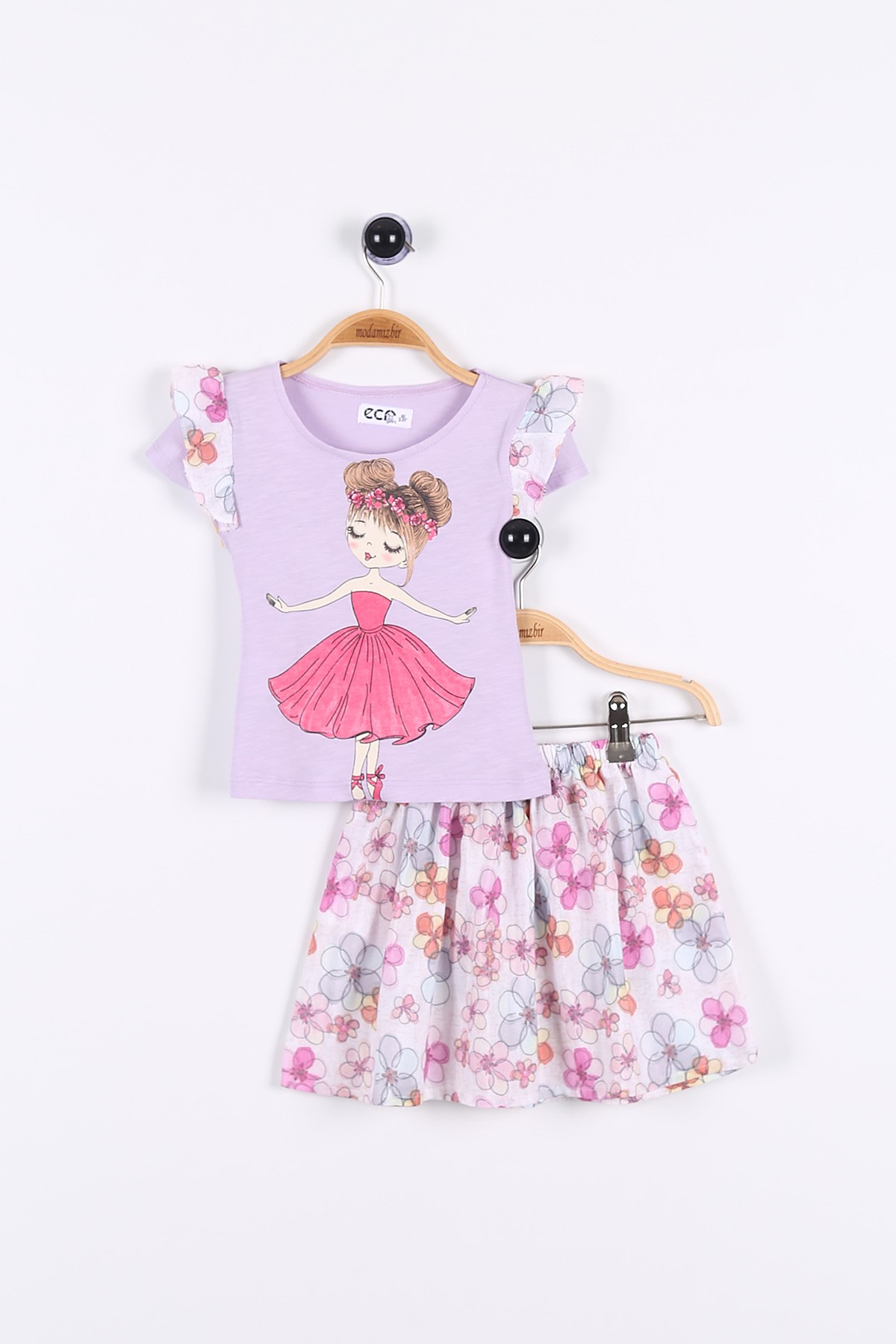 Lila (2-5 Yaş) Baskılı Kız Çocuk İkili Takım 175381