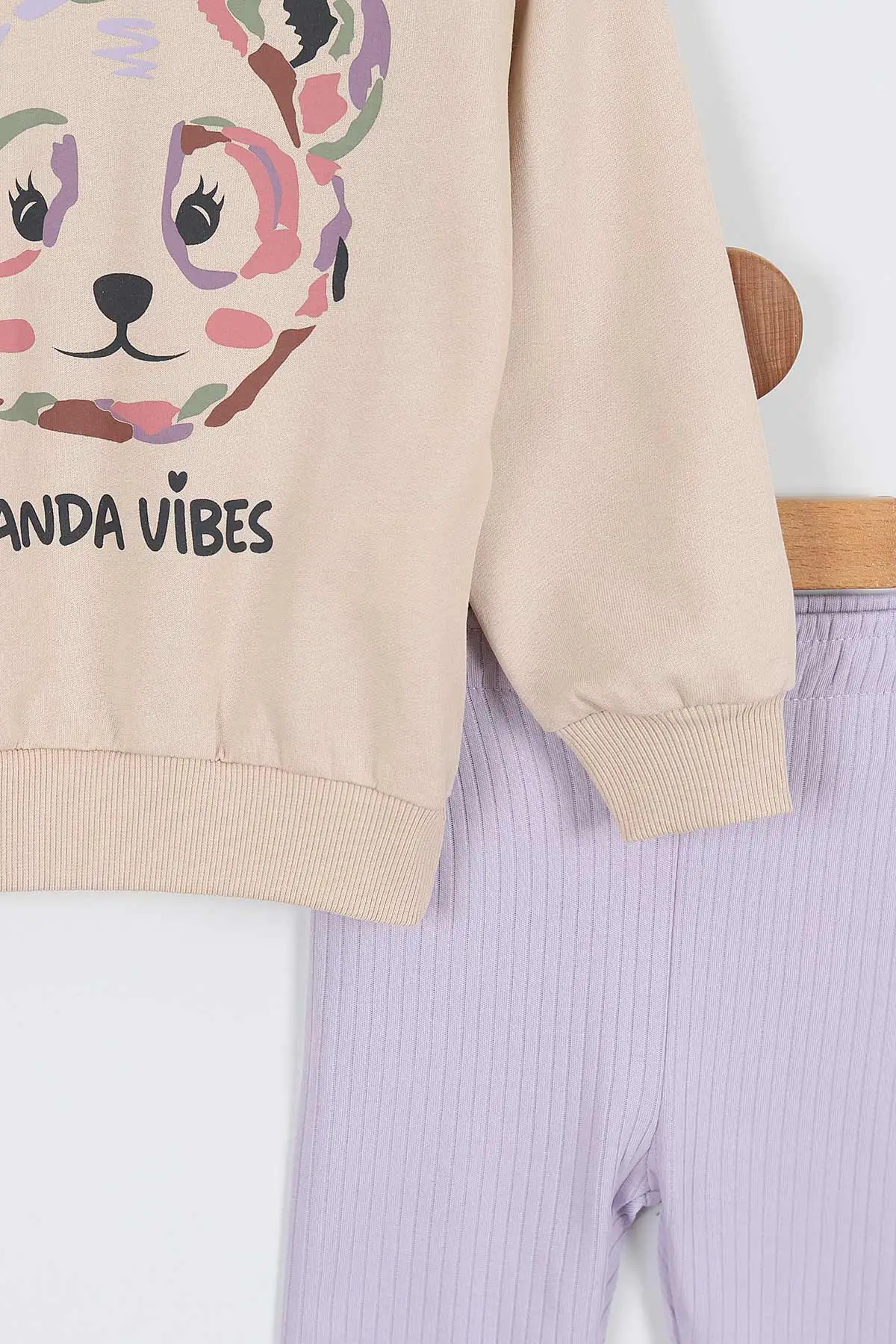 Lila (2-5 Yaş) Panda Vibes Baskılı Taytlı Kız Çocuk Takım 336970