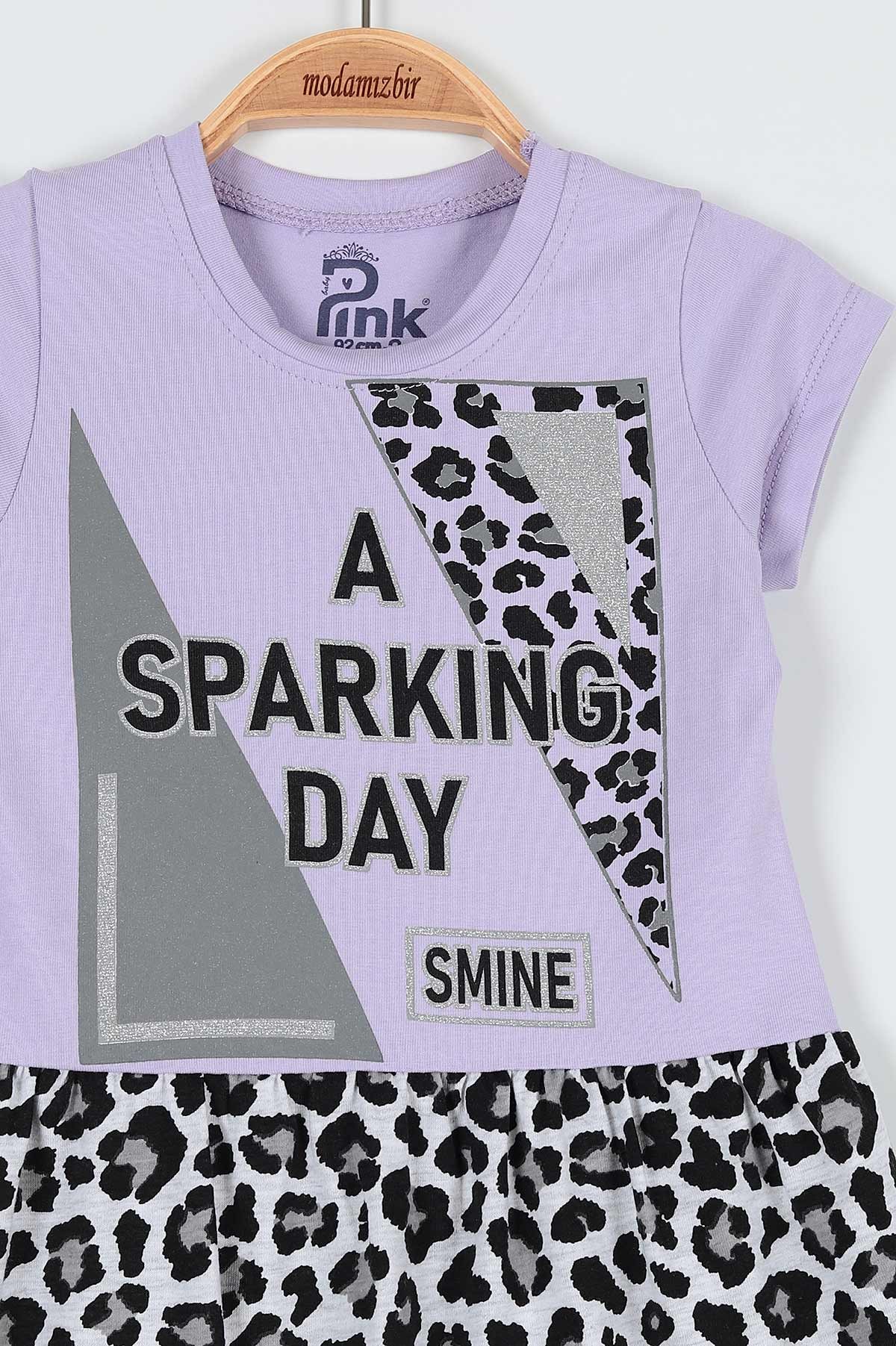 Lila (2-5 Yaş) Sparkıng Day Leopar Baskılı Kız Çocuk Elbise 190994