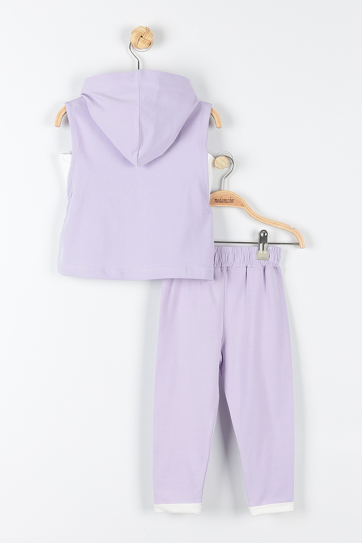 Lila (2-5 Yaş) Yoga Baskılı Taş Detaylı Kapüşonlu Kız Çocuk Takım 176270
