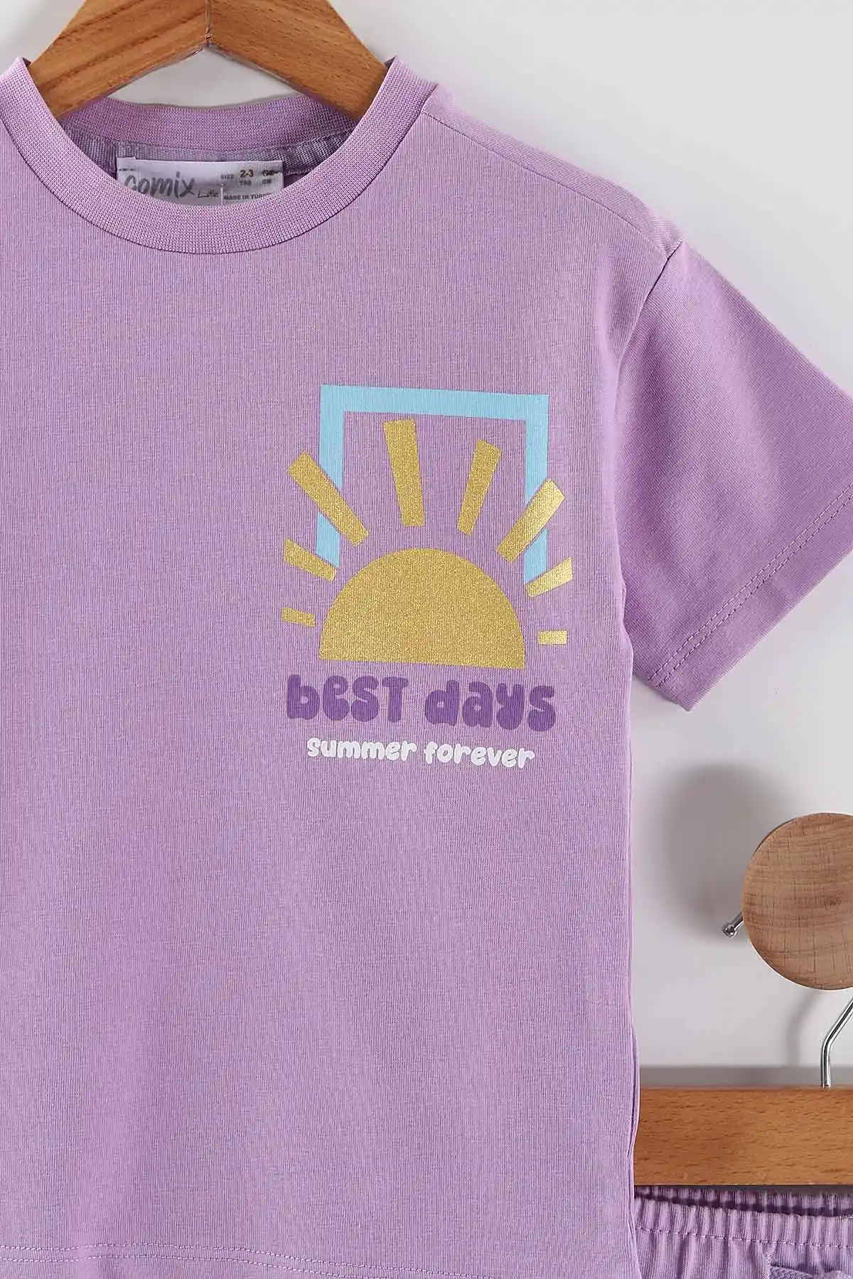 Lila (2-6  Yaş) Best Days Baskılı Tişört  ve  Şortlu   Kız Çocuk 2'li Takım 461339