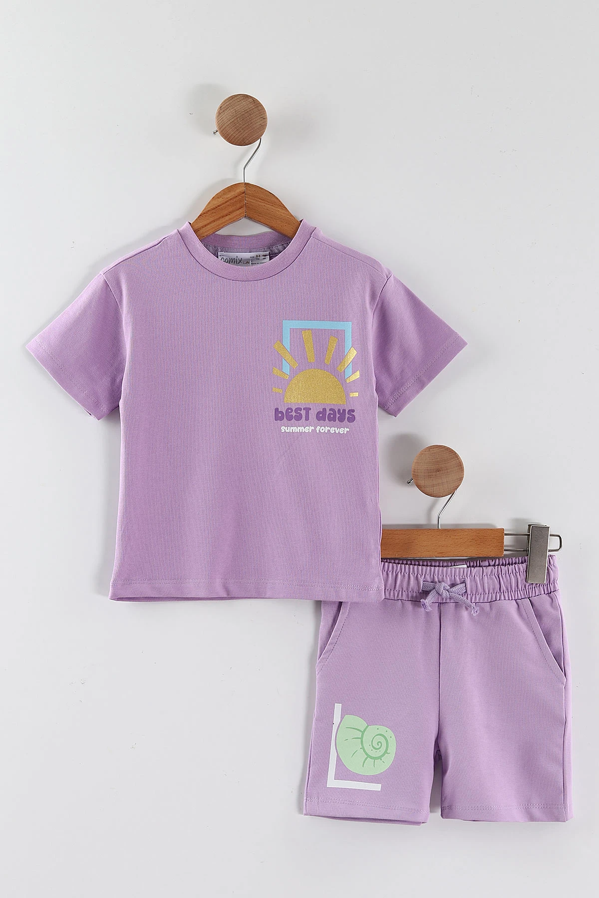 Lila (2-6  Yaş) Best Days Baskılı Tişört  ve  Şortlu   Kız Çocuk 2'li Takım 461339