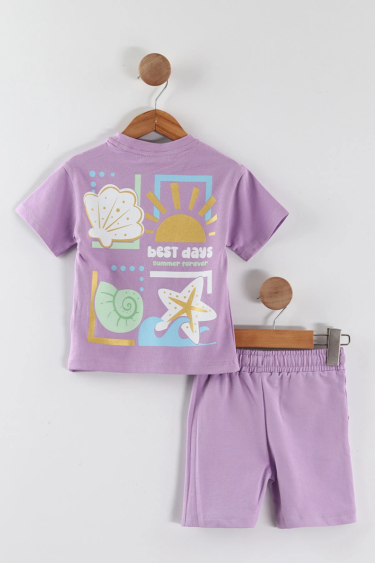Lila (2-6  Yaş) Best Days Baskılı Tişört  ve  Şortlu   Kız Çocuk 2'li Takım 461339