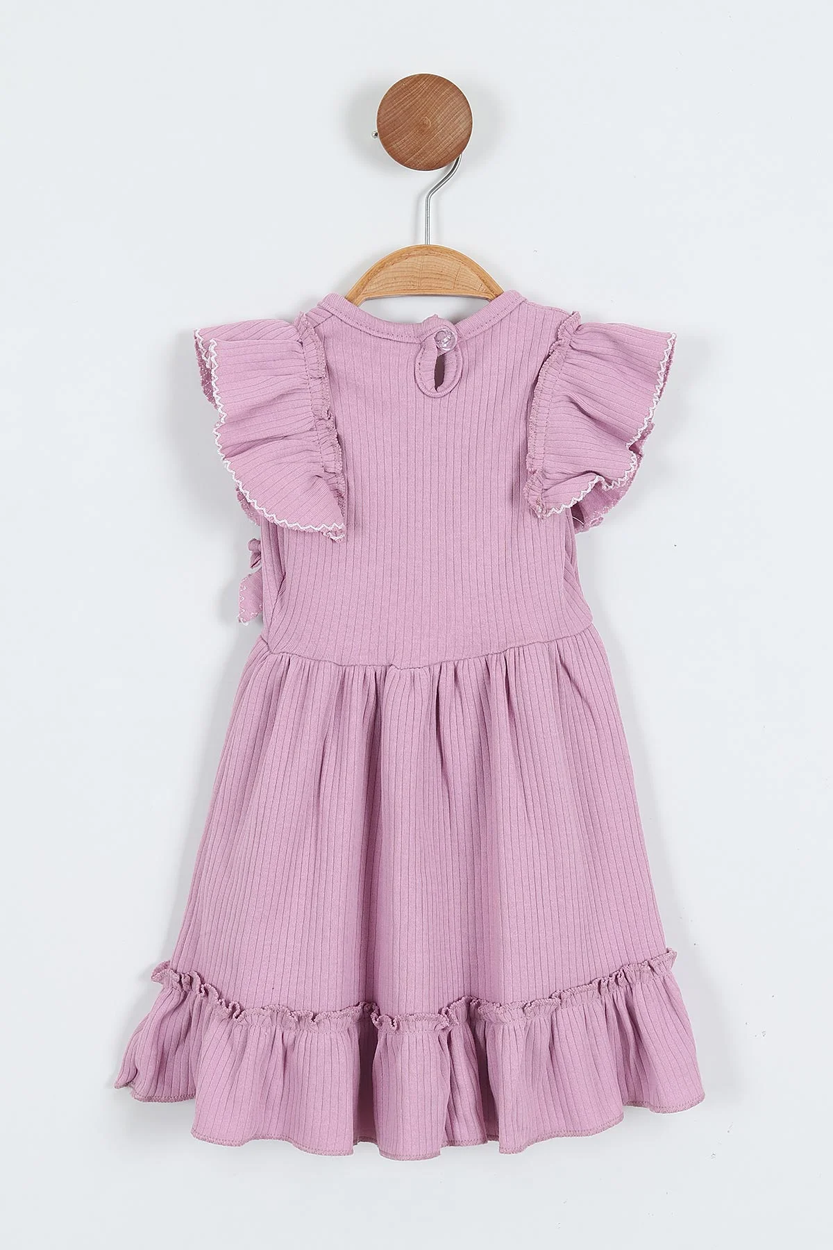 Lila (2-6 Yaş)Fırfırlı Fiyonklu Kroşetalı Kız Çocuk Elbise 357486
