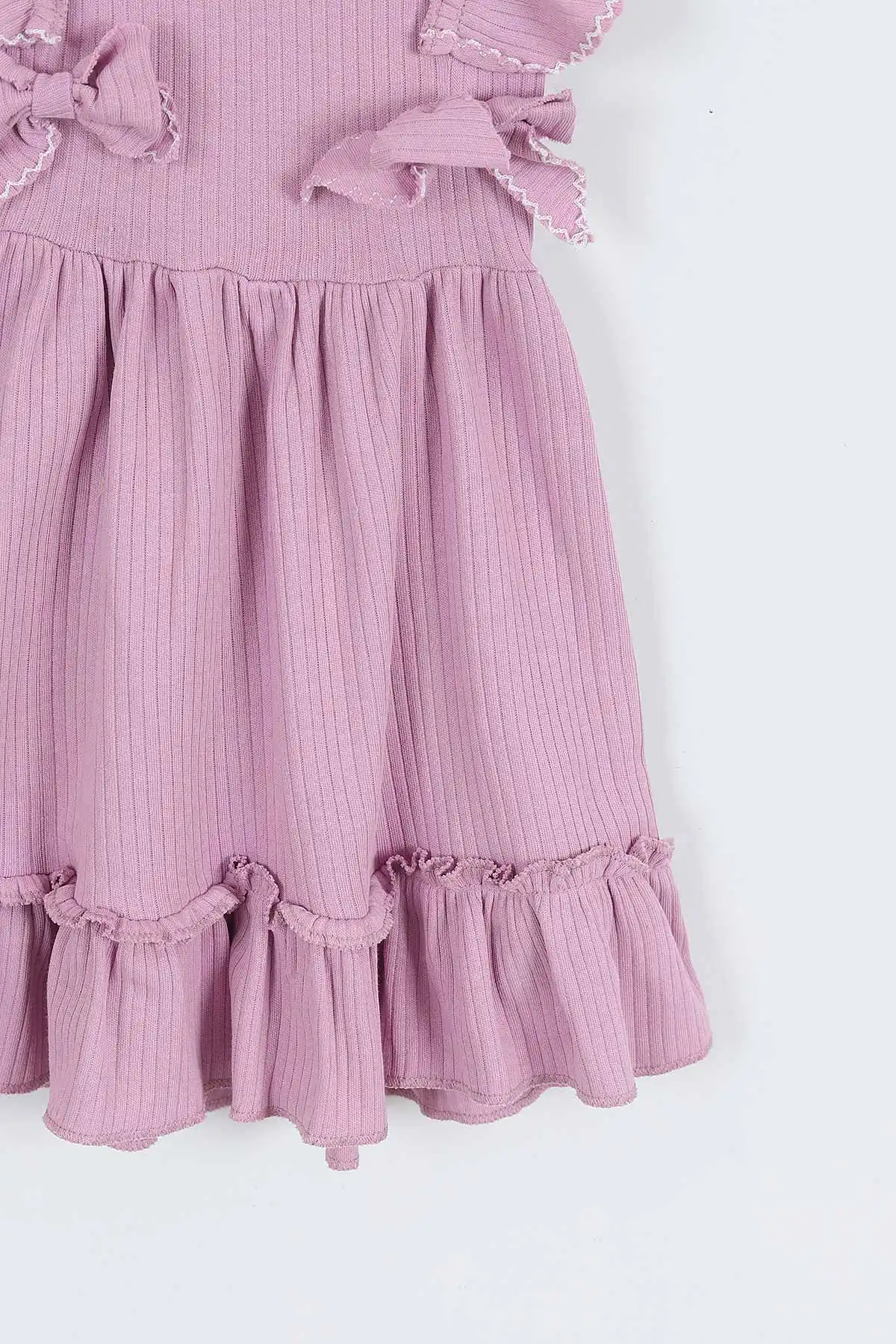 Lila (2-6 Yaş)Fırfırlı Fiyonklu Kroşetalı Kız Çocuk Elbise 357486