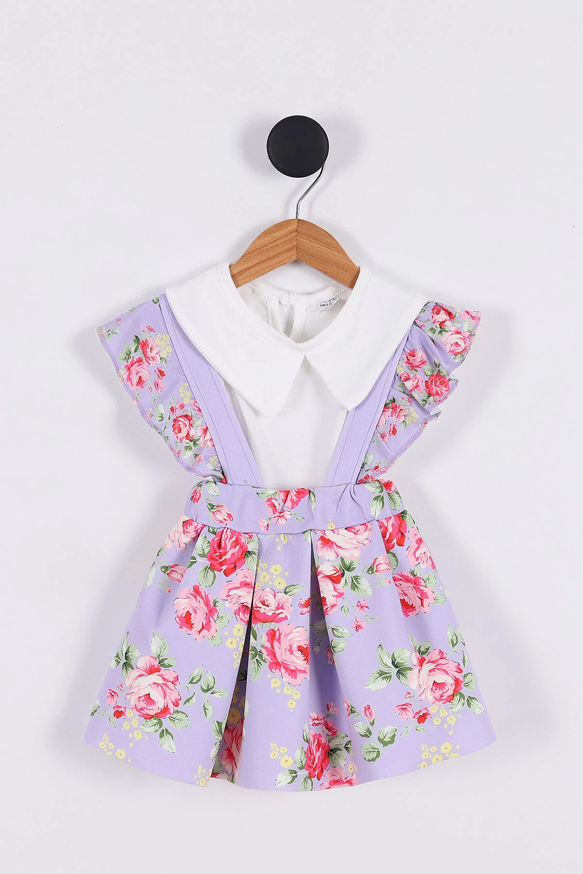 Lila (2-8 Yaş) Desenli Kız Çocuk Salopet Takım 268163
