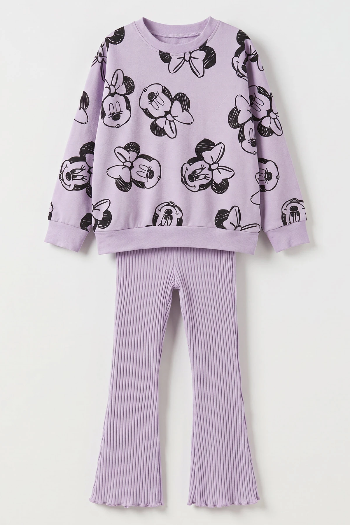 Lila (2-8 Yaş) Karakter Baskılı 2 İp Sweatli Fitilli Taytlı Kız Çocuk 2'li Takım 500383