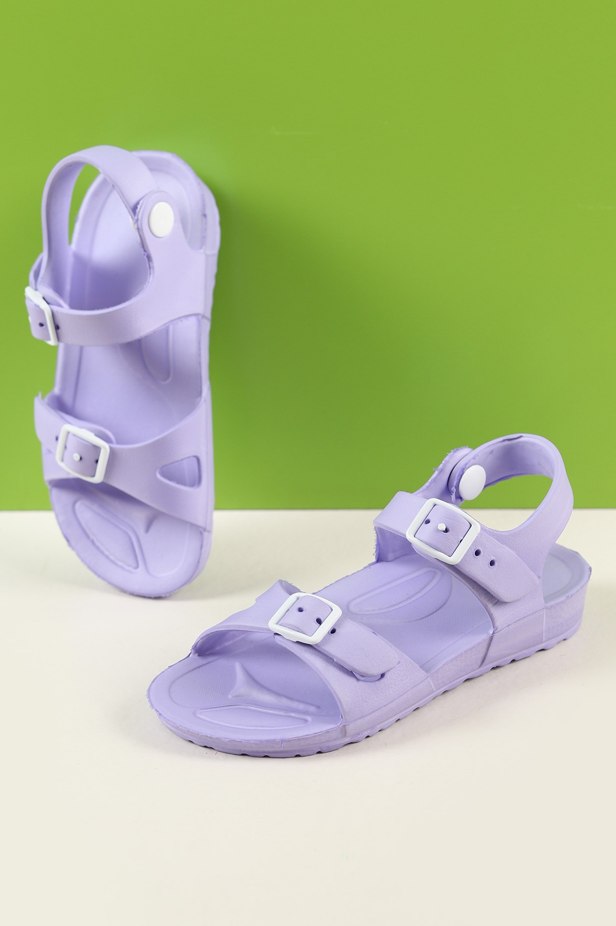 Lila (24-29 Patik) Arkadan Çıtçıtlı Kemerli Kız Çocuk Sandalet 196467