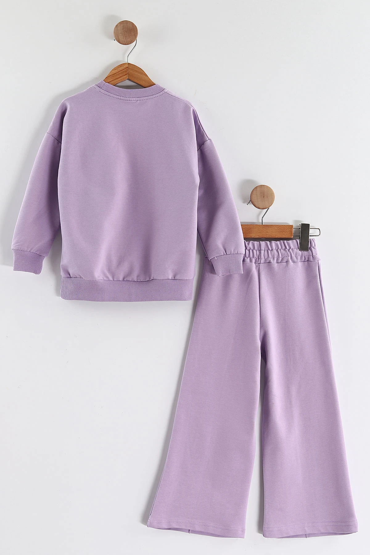 Lila (3-10 Yaş)Taş Baskılı Çimalı Bol Paça İki İp Kız Çocuk Takım 439755