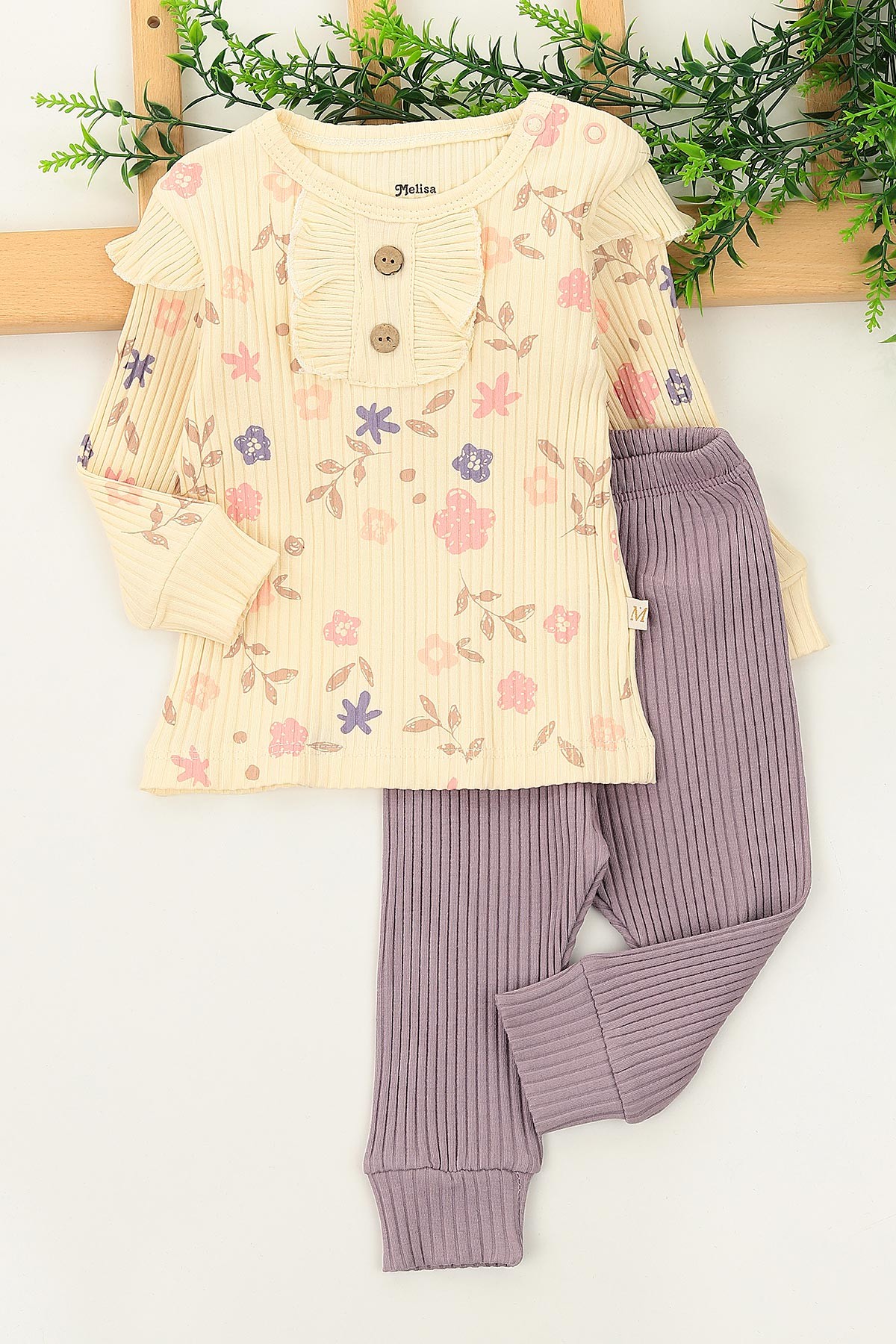 Lila (3-12 Ay) Çiçek Baskılı Kız Çocuk Takım 152337