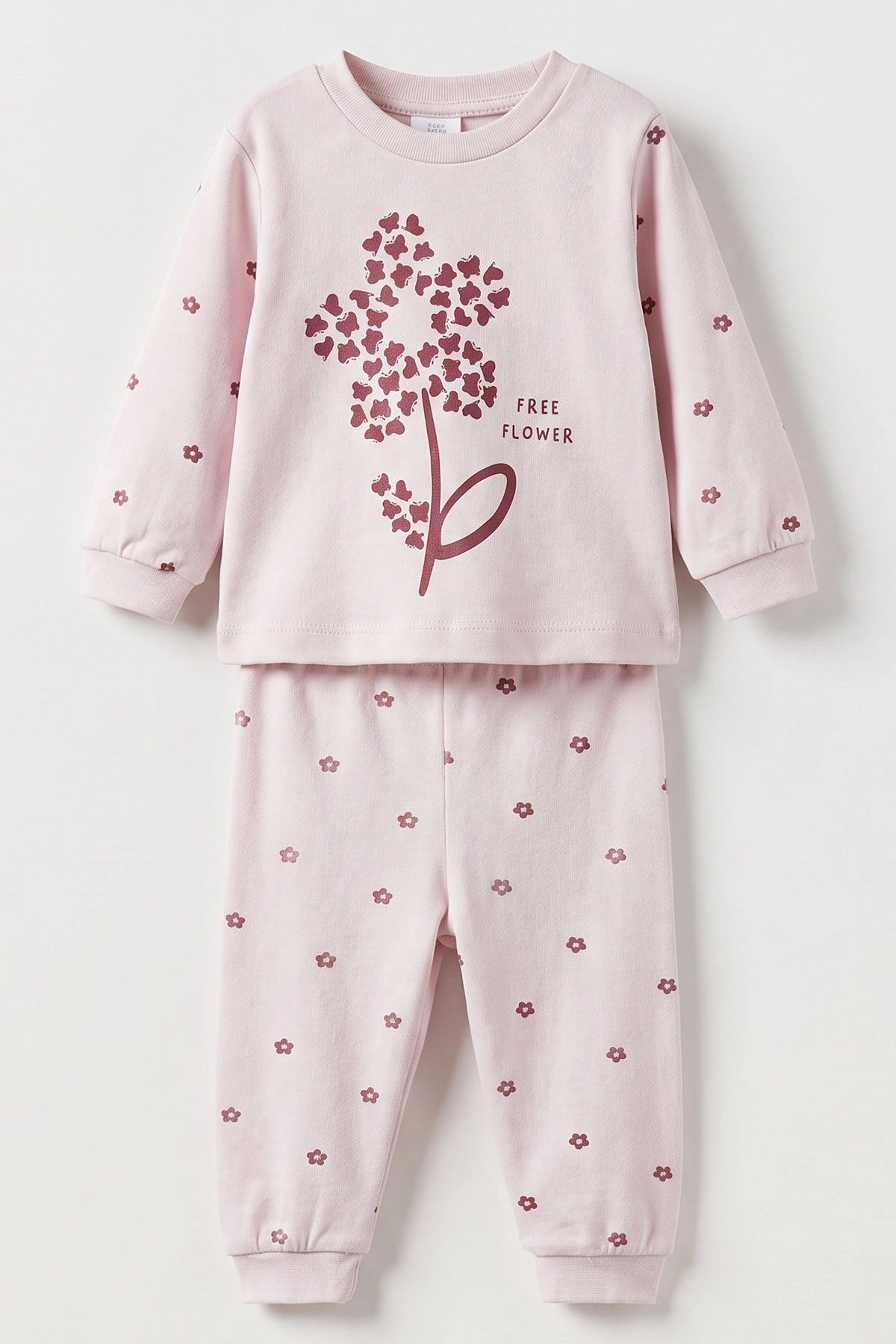 Lila (3-12 Ay) Flower   Baskılı Penye Kız Bebek Pijama Takım 500325