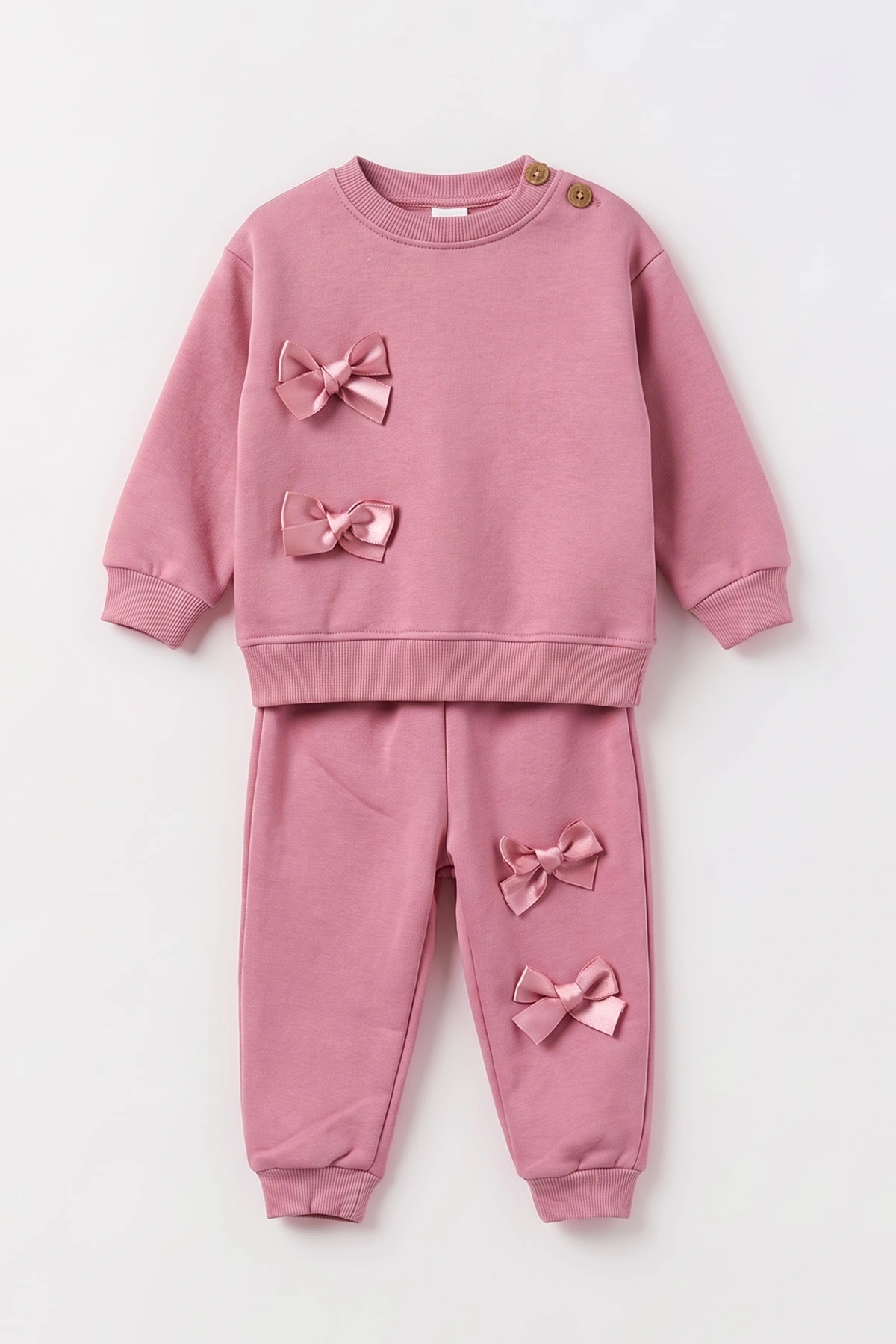 Lila (3-18 Ay) Fiyonk Aksesuarlı 3 İp Şardonlu Kız Bebek Kışlık Takım 496564