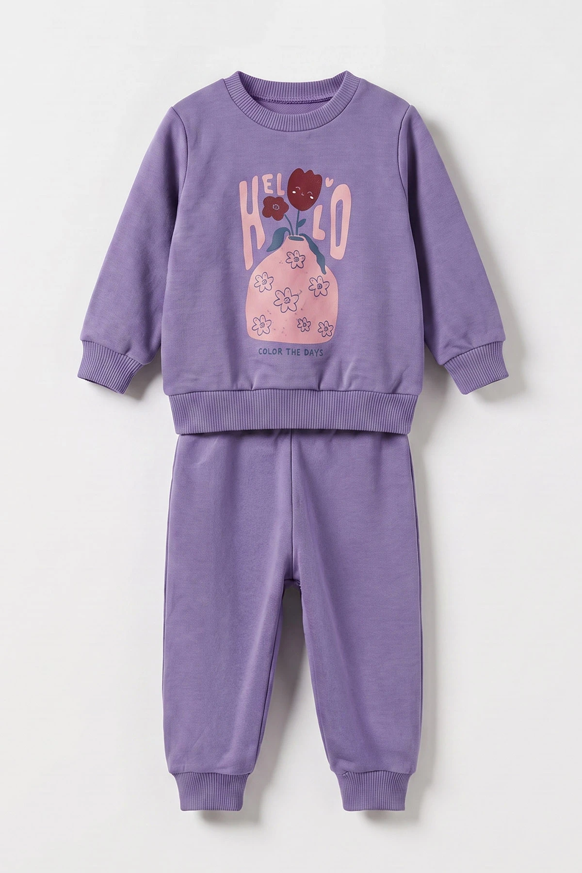 Lila (3-18 Ay) Hello Baskılı 2 İp Kız Bebek Mevsimlik Takım 481138