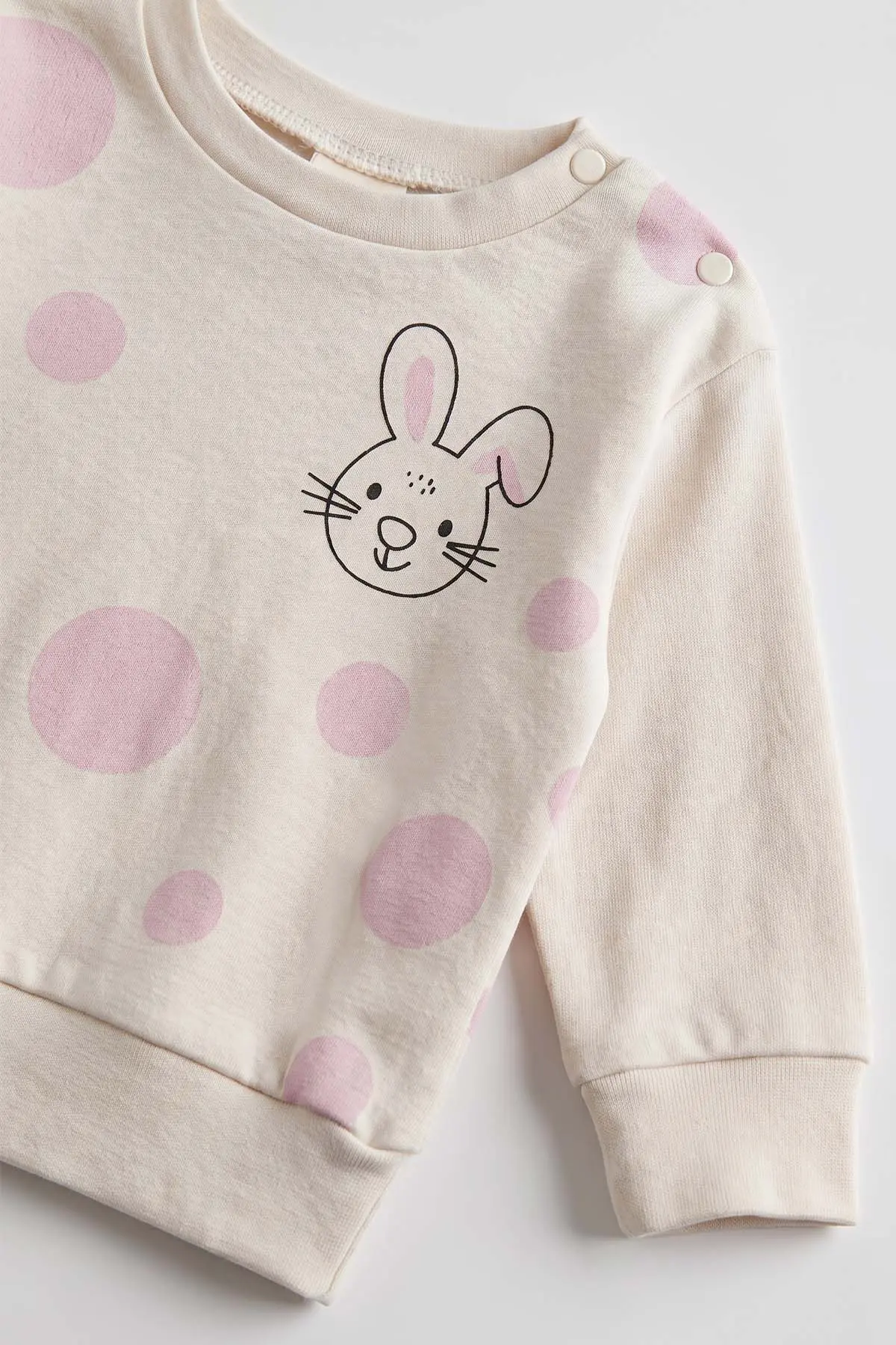 Lila (3-18 Ay) Tavşan Baskılı Alt Çimalı  Kız Bebek 2'li Takım 477528
