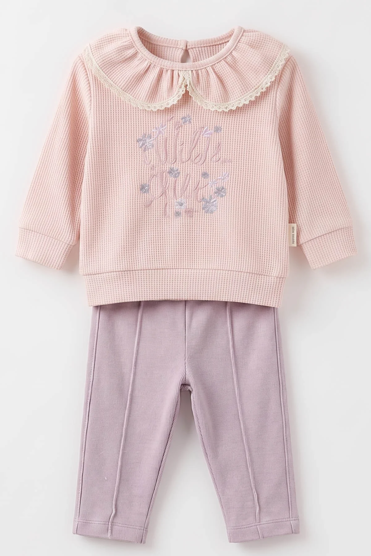 Lila (3-18 Ay) Wild Nakışlı Waffle  Kız Bebek 2'li Takım 487652