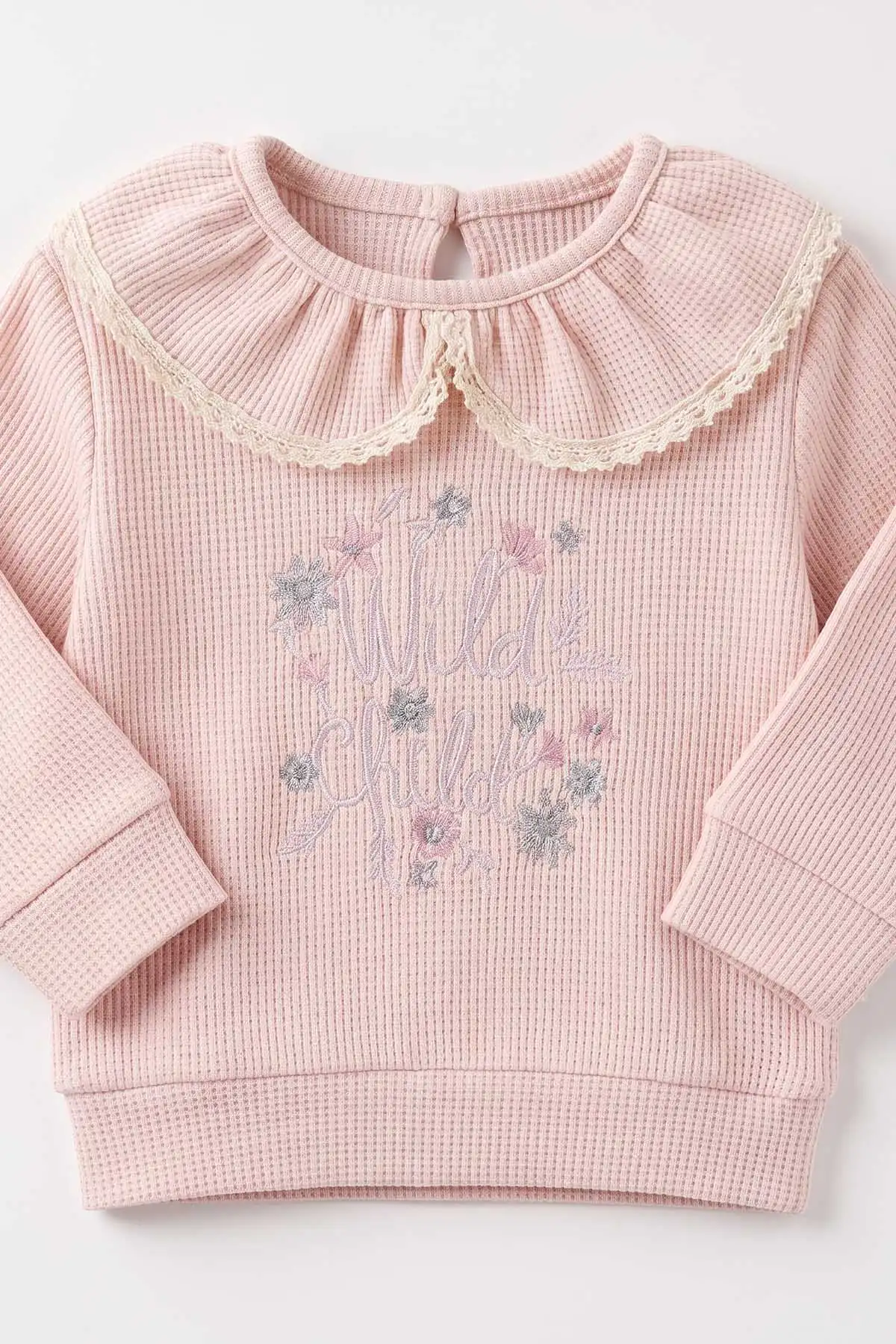 Lila (3-18 Ay) Wild Nakışlı Waffle  Kız Bebek 2'li Takım 487652