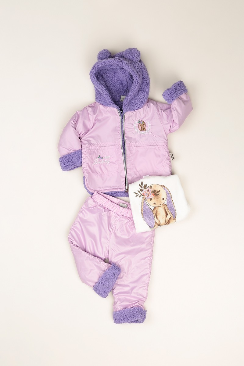 Lila (3-18Ay)Dolumlu Kız Çocuk Lüks Üçlü Takım 82173