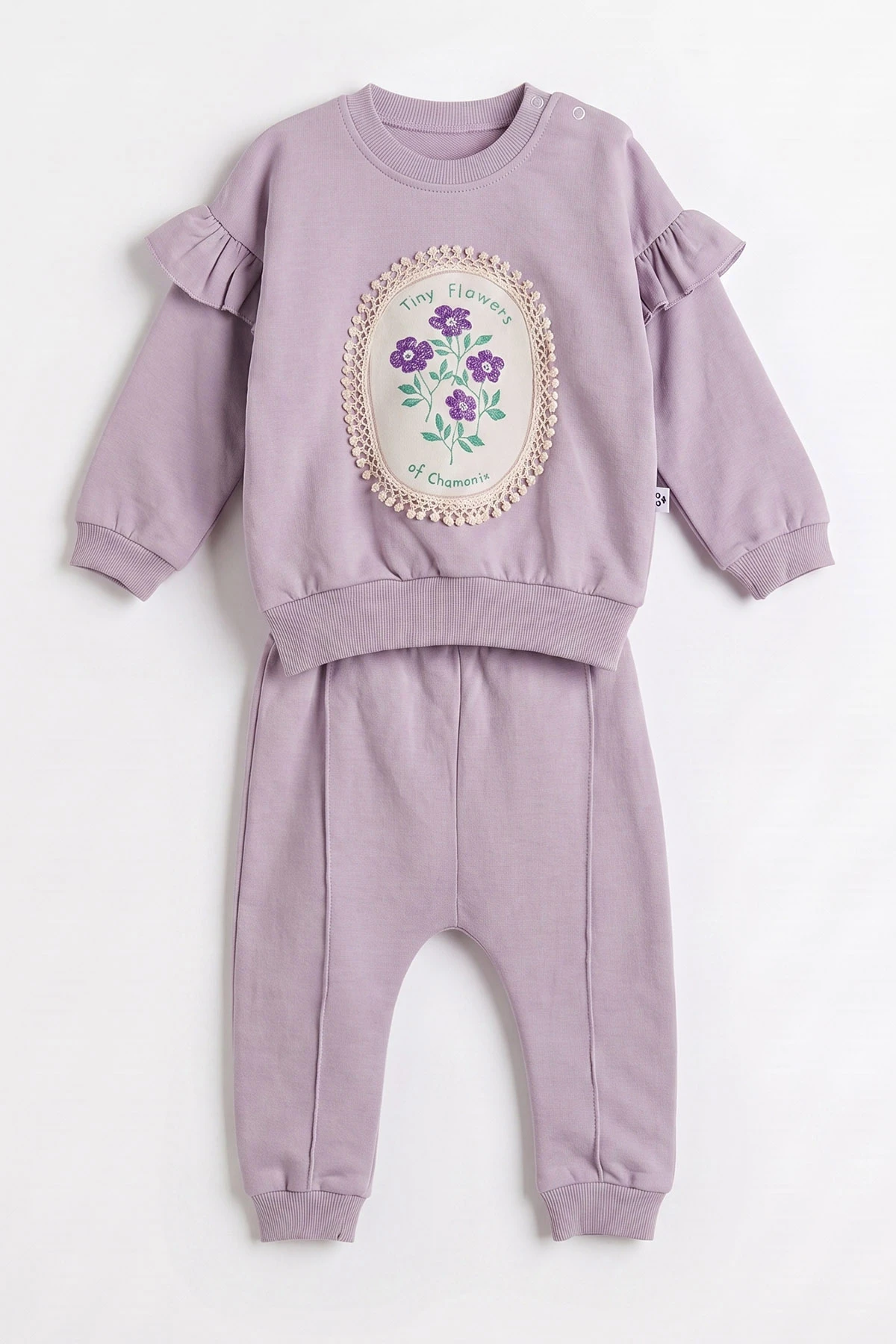 Lila (3-24 Ay) Fistolu Çiçek Baskılı Alt Çimalı Kız Bebek Takım 480576