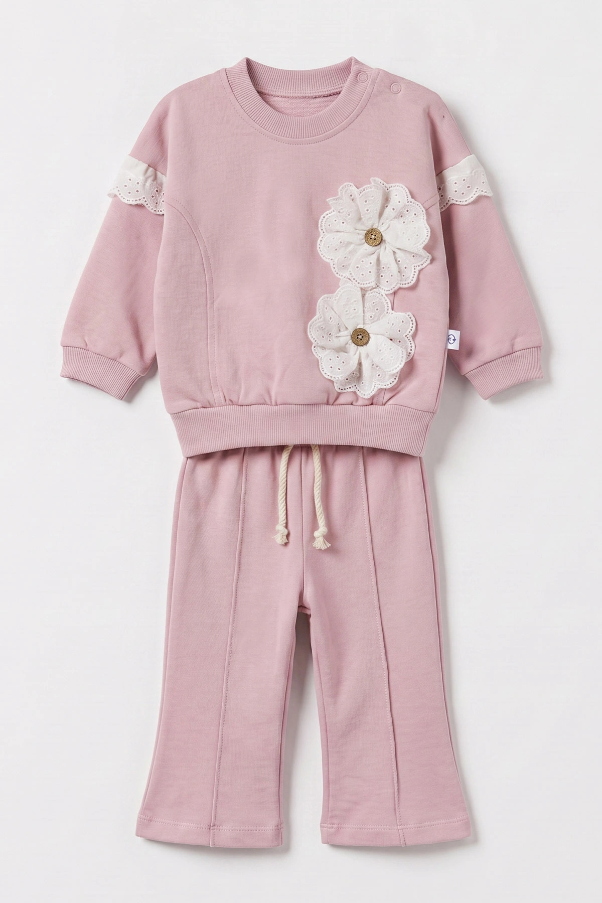 Lila (3-24 Ay) Fistolu Çiçek Nakışlı Alt Çimalı   Kız Bebek Takım 480599