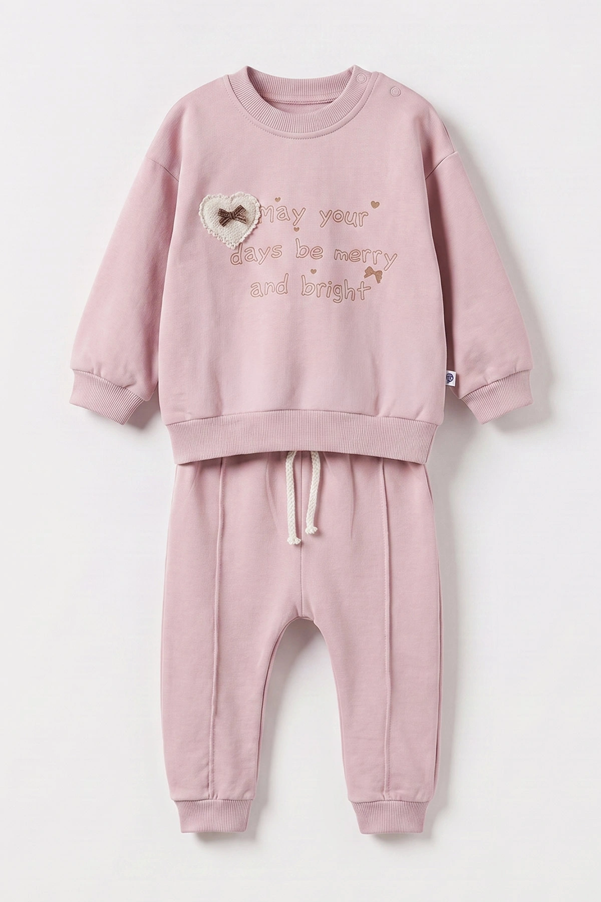 Lila (3-24 Ay) Kalp Nakışlı Alt Çimalı Kız Bebek Takım 480588