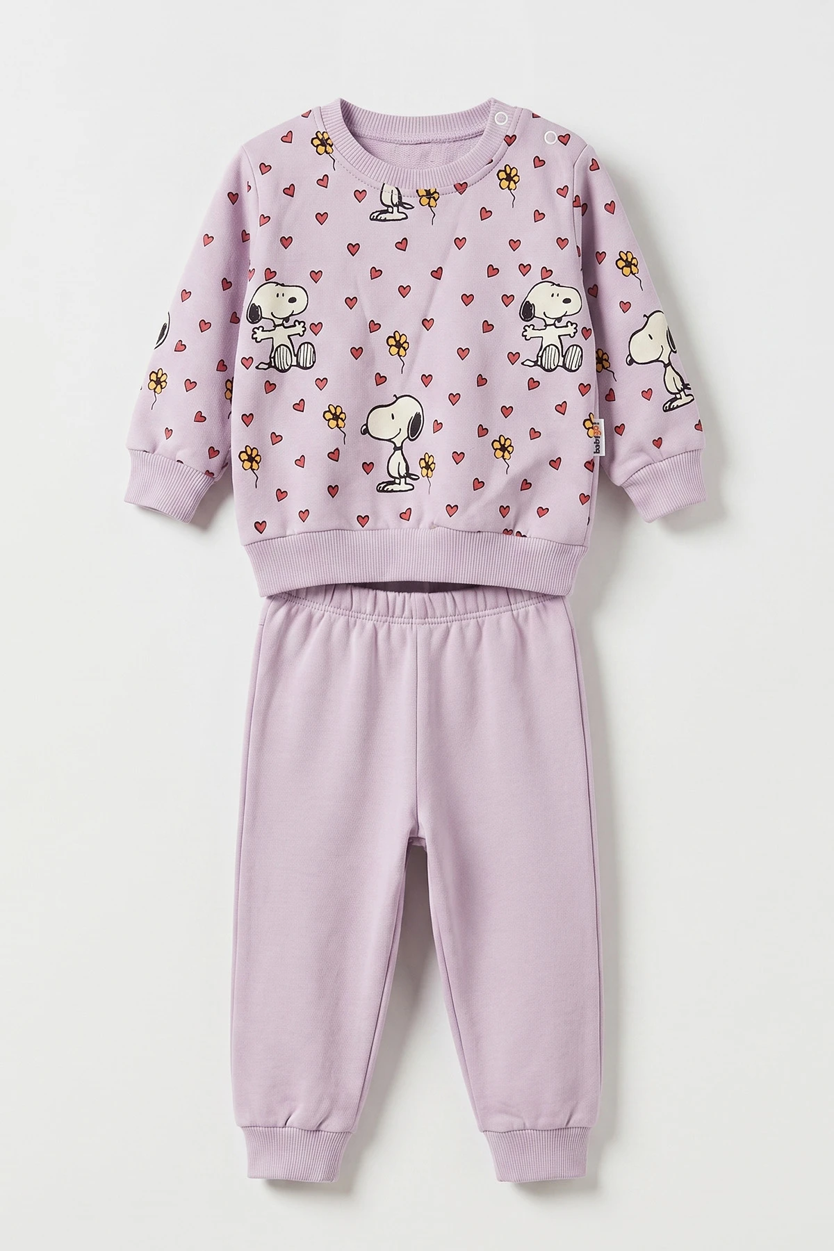 Lila (3-24 Ay) Kalpli Çiçekli Snoppy Baskılı 2 İp Kız Bebek Takım 483848
