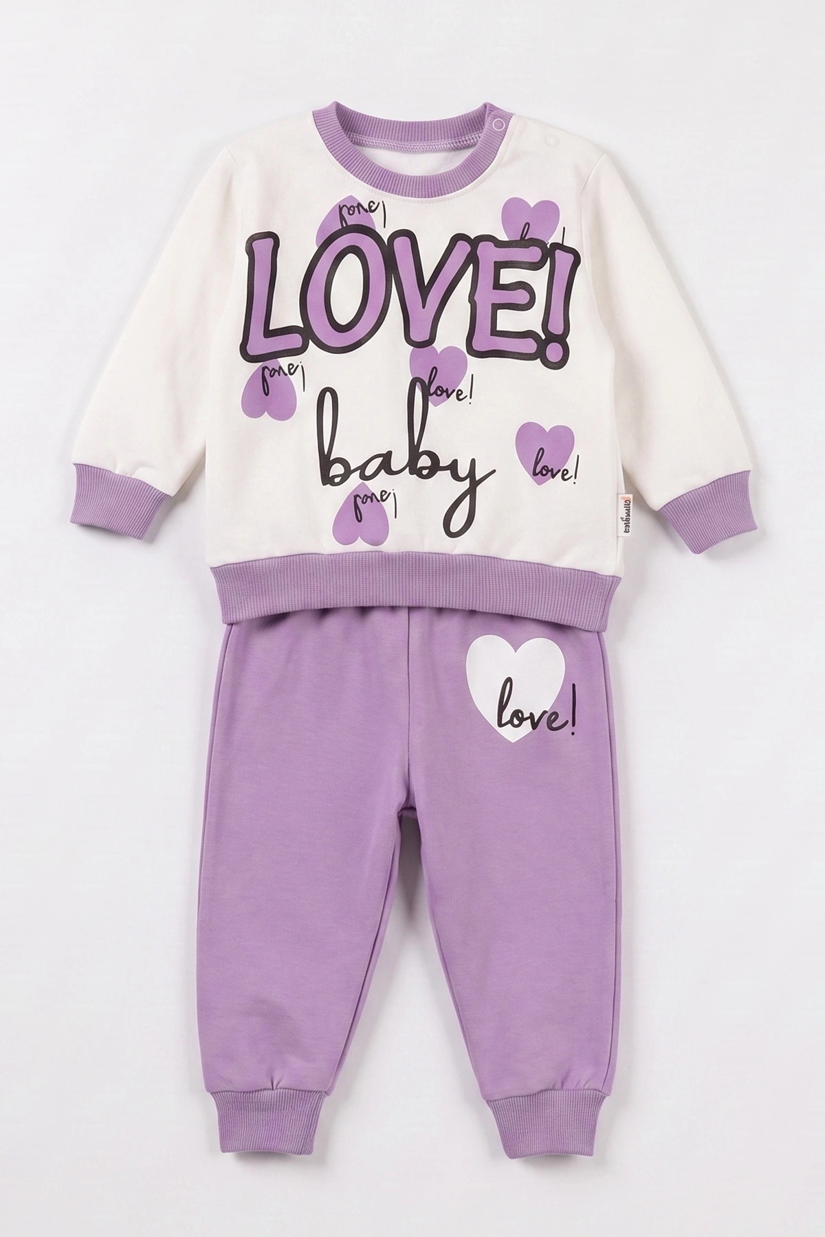 Lila (3-24 Ay) Love Baskılı Kız Bebek Mevsimlik Takım 472761