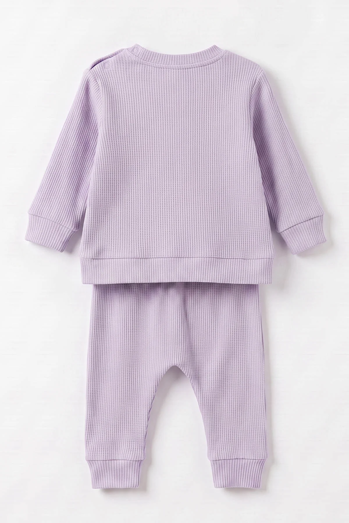 Lila (3-24 Ay) Süzene Nakışlı Waffle  Kız Bebek 2'li  Takım 473054