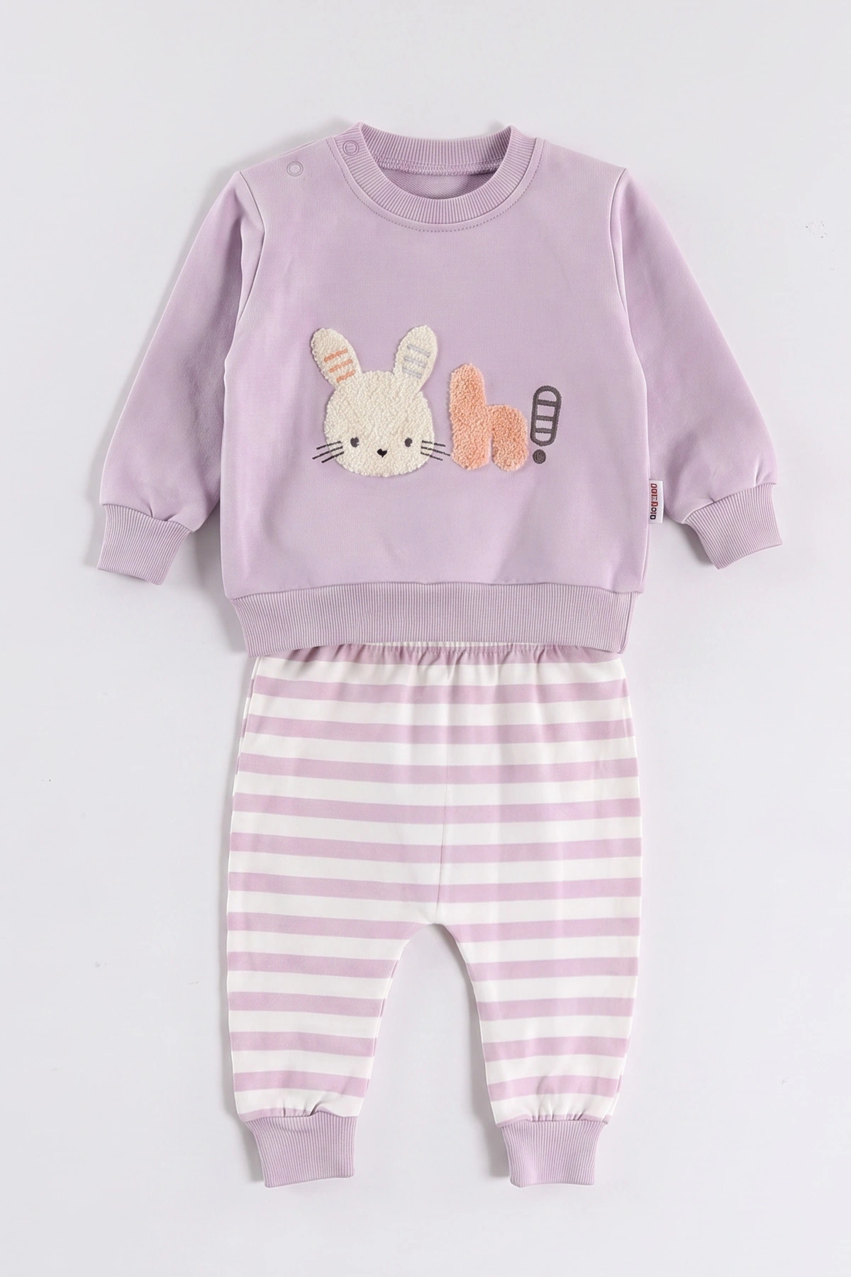 Lila (3-24 Ay) Süzene Tavşan Nakışlı  Kız Bebek 2'li  Takım 473049