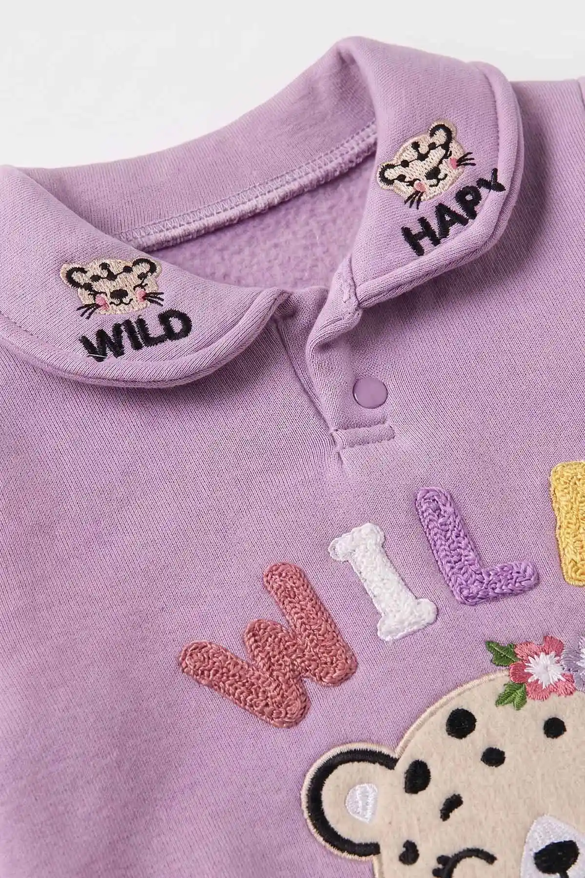 Lila (3-24 Ay) Wild  Nakışlı Yakası Patlı  3 İp Şardonlu Kız Bebek Kışlık Takım 486778
