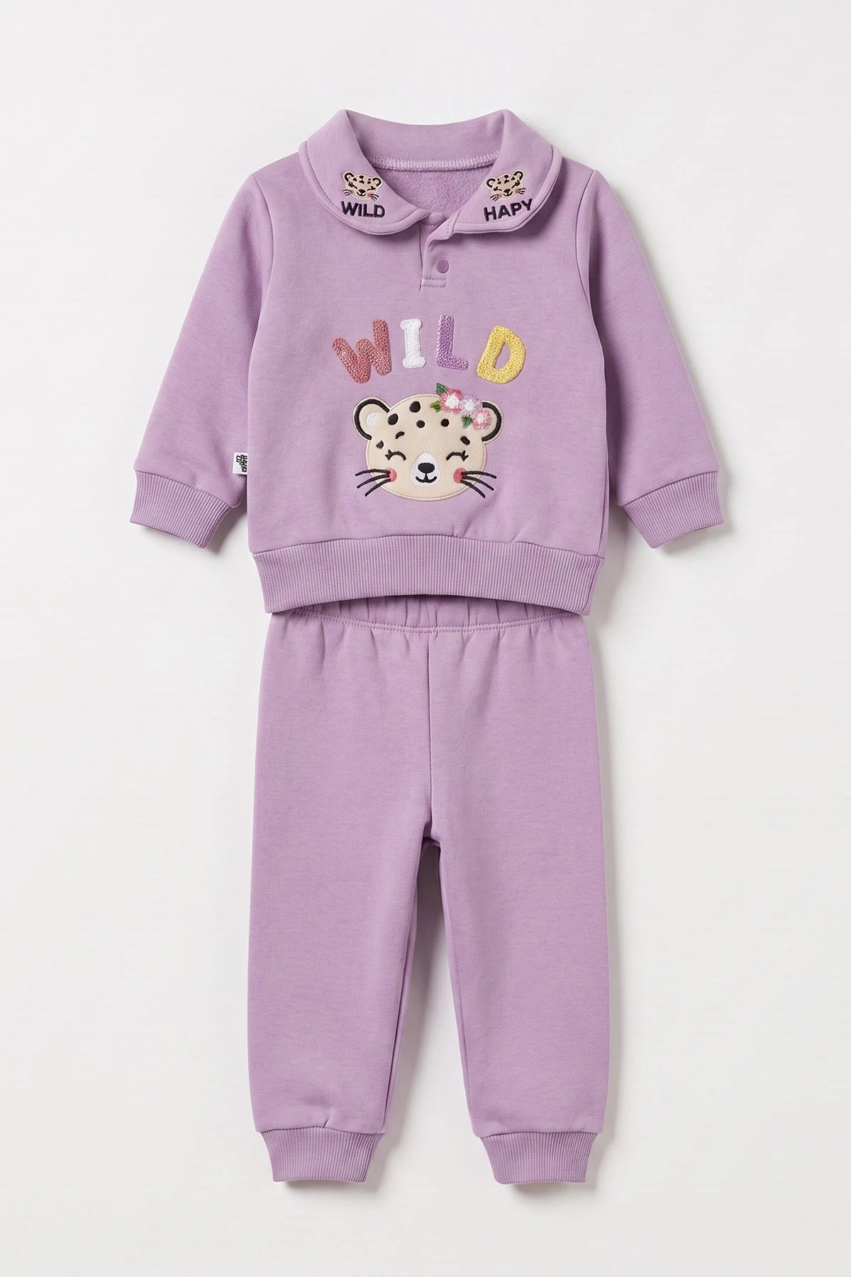 Lila (3-24 Ay) Wild  Nakışlı Yakası Patlı  3 İp Şardonlu Kız Bebek Kışlık Takım 486778