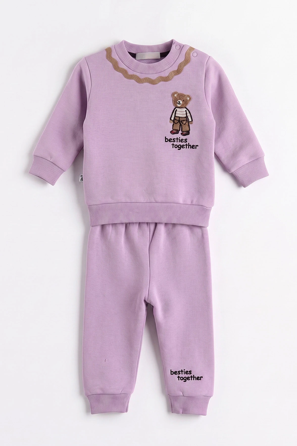 Lila (3-24 Ay)  Yakası Zincir   Nakışlı   3 İp Şardonlu Kız Bebek Kışlık Takım 486806