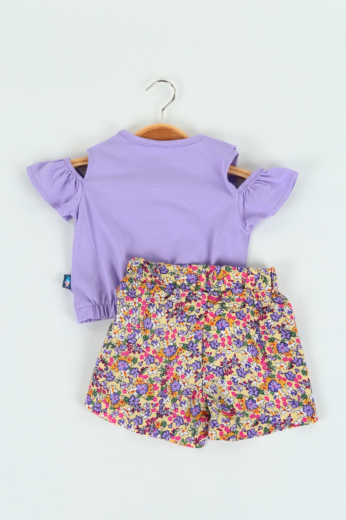 Lila (3-6 yaş) Bebe Yaka Viskon Kız Çocuk Şortlu Takım 121807