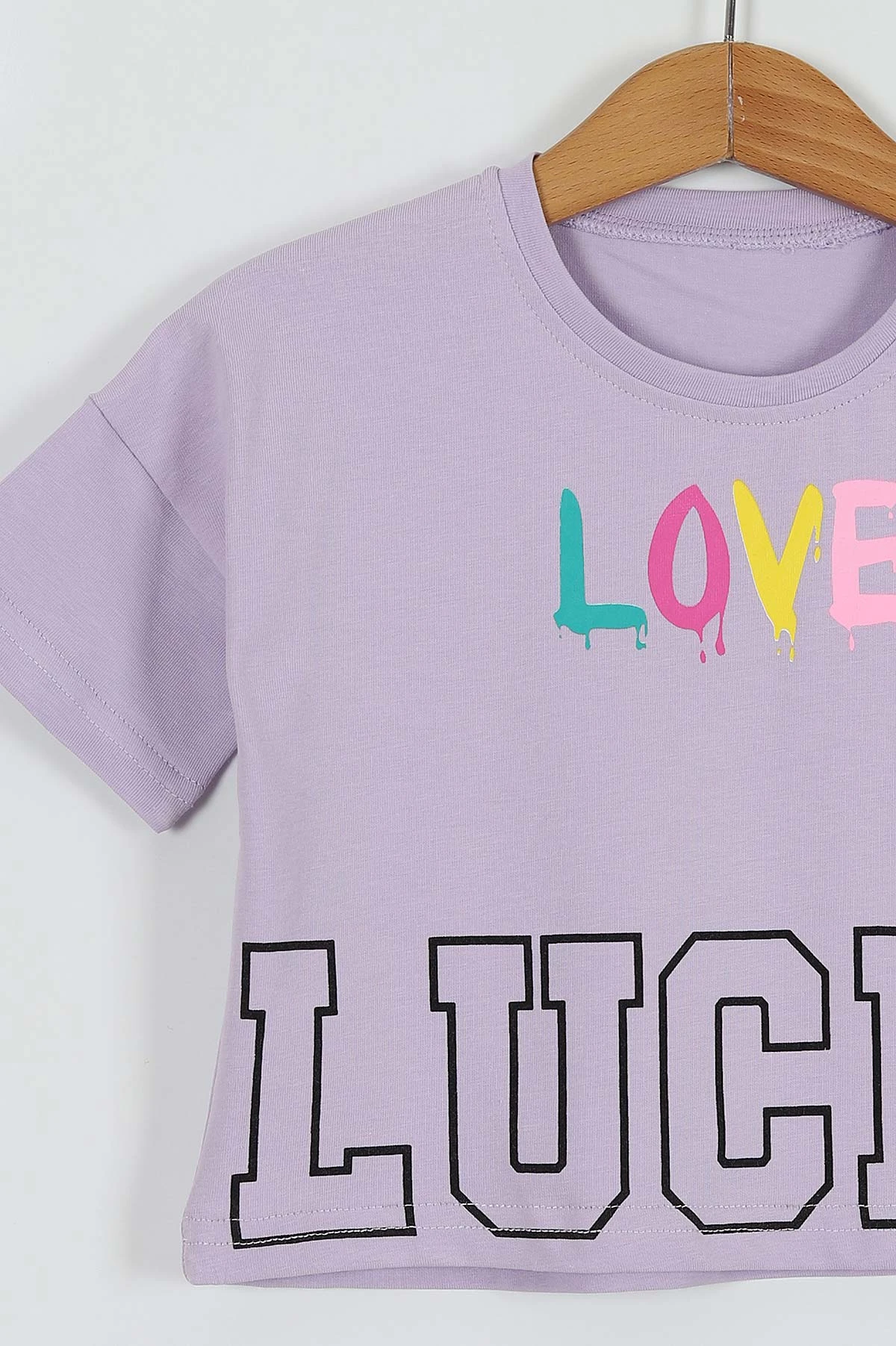 Lila (3-6 Yaş) Love Baskılı Kız Çocuk Takım 255698