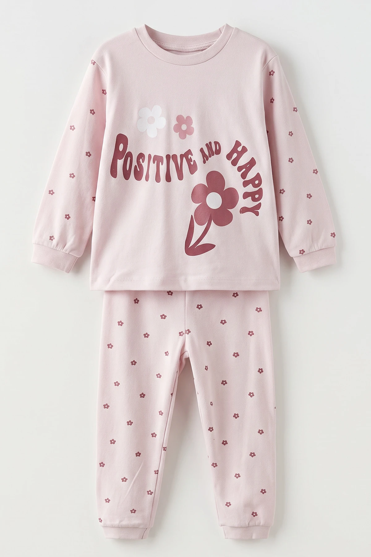 Lila (3-6 Yaş ) Papatya  Baskılı Penye Kız Çocuk  Pijama Takım 500339