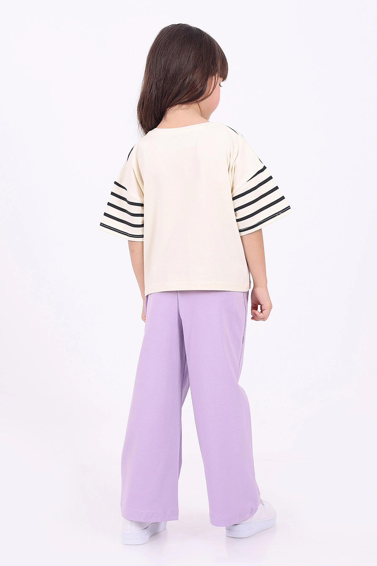 Lila (3-6 Yaş)Çizgi Desen Karakter Baskılı Kız Çocuk Yazlık Takım 347599