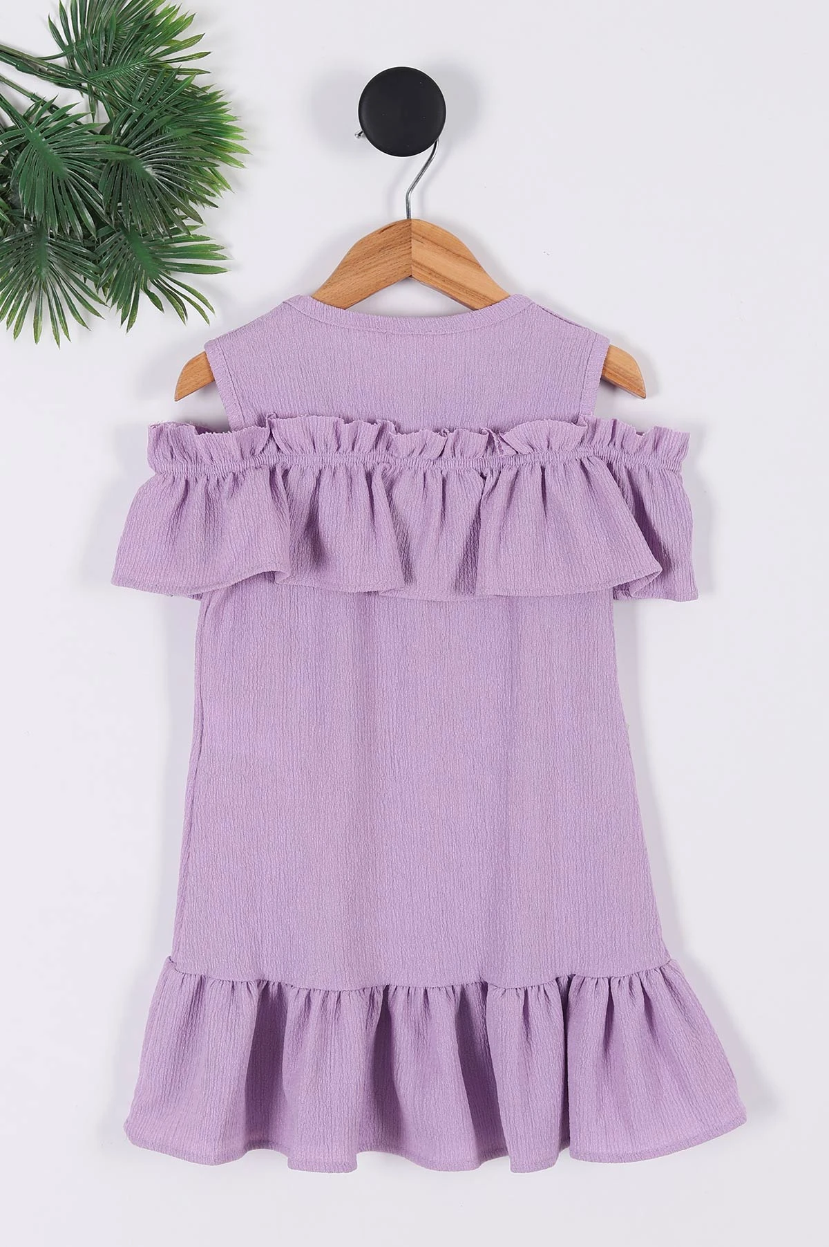Lila (3-7 Yaş) Çiçek Aksesuarlı Kız Çocuk Elbise 265260
