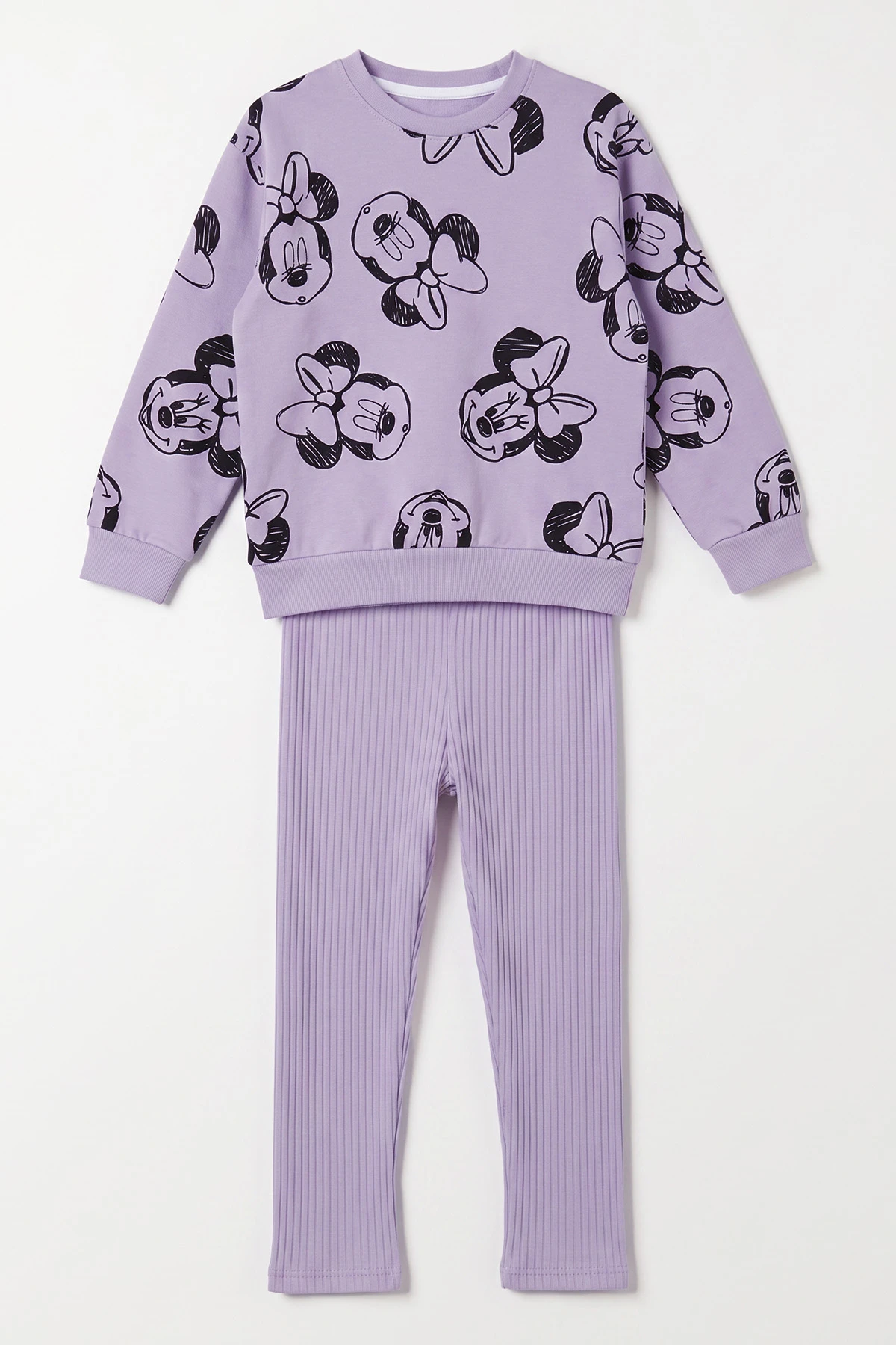 Lila (3-8 Yaş) Karakter Baskılı 2 İp Sweatli Fitilii Taytlı Kız Çocuk Mevsimlik Takım 484921